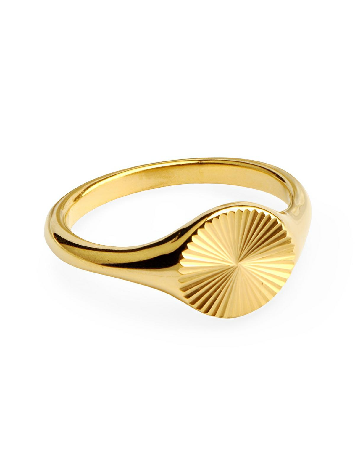 Bague femme acier inoxydable, anneau texturé rond, finition or 18 carats, bague minimaliste tendance, bijou doré moderne, modèle Jenara - Bague - Or XXS