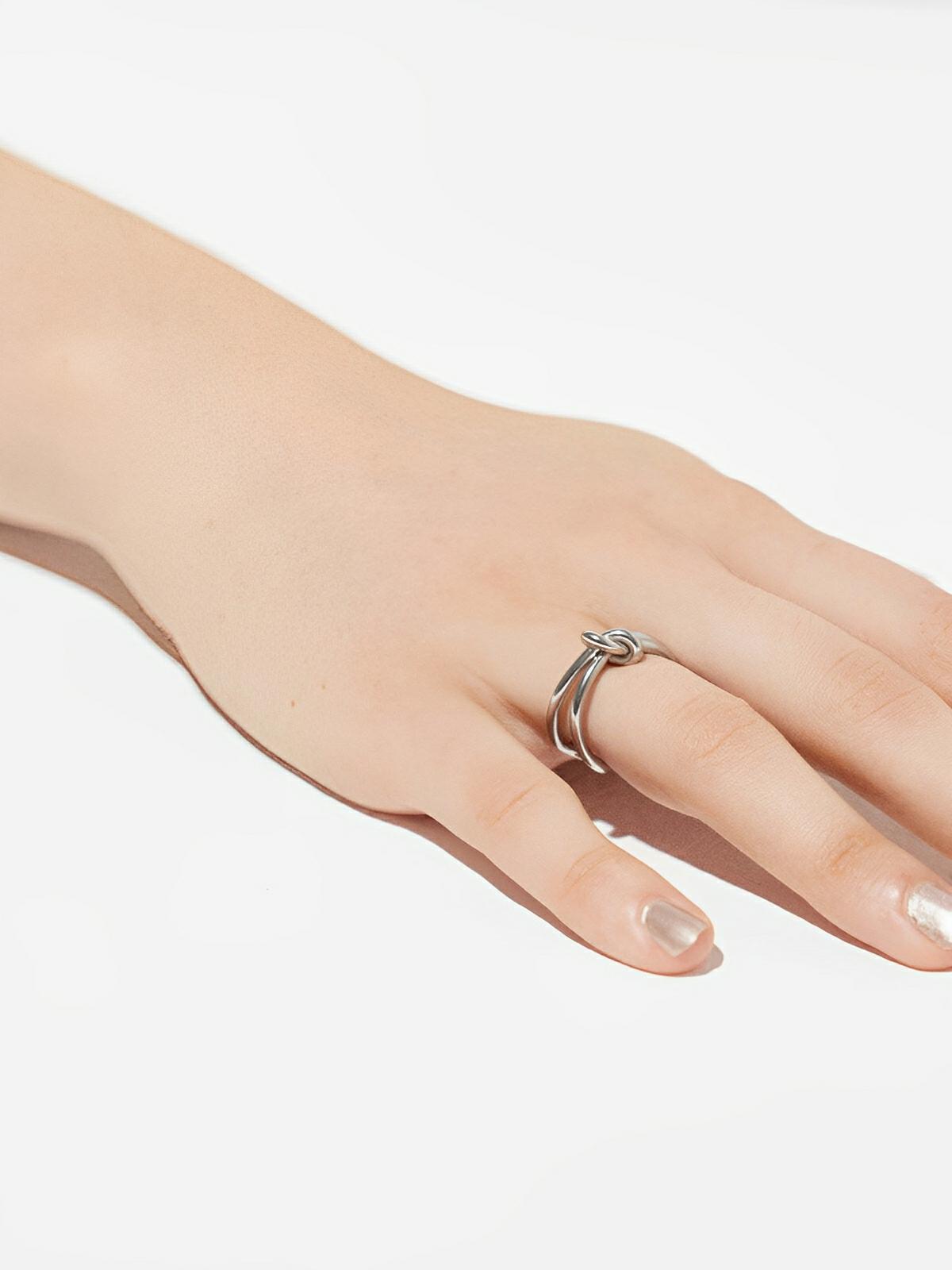 Bague femme acier inoxydable, bague géométrique or 18 carats, bague moderne minimaliste, bijou tendance acier titane, accessoire mode féminin, modèle Inara - Bague - Argent XXS