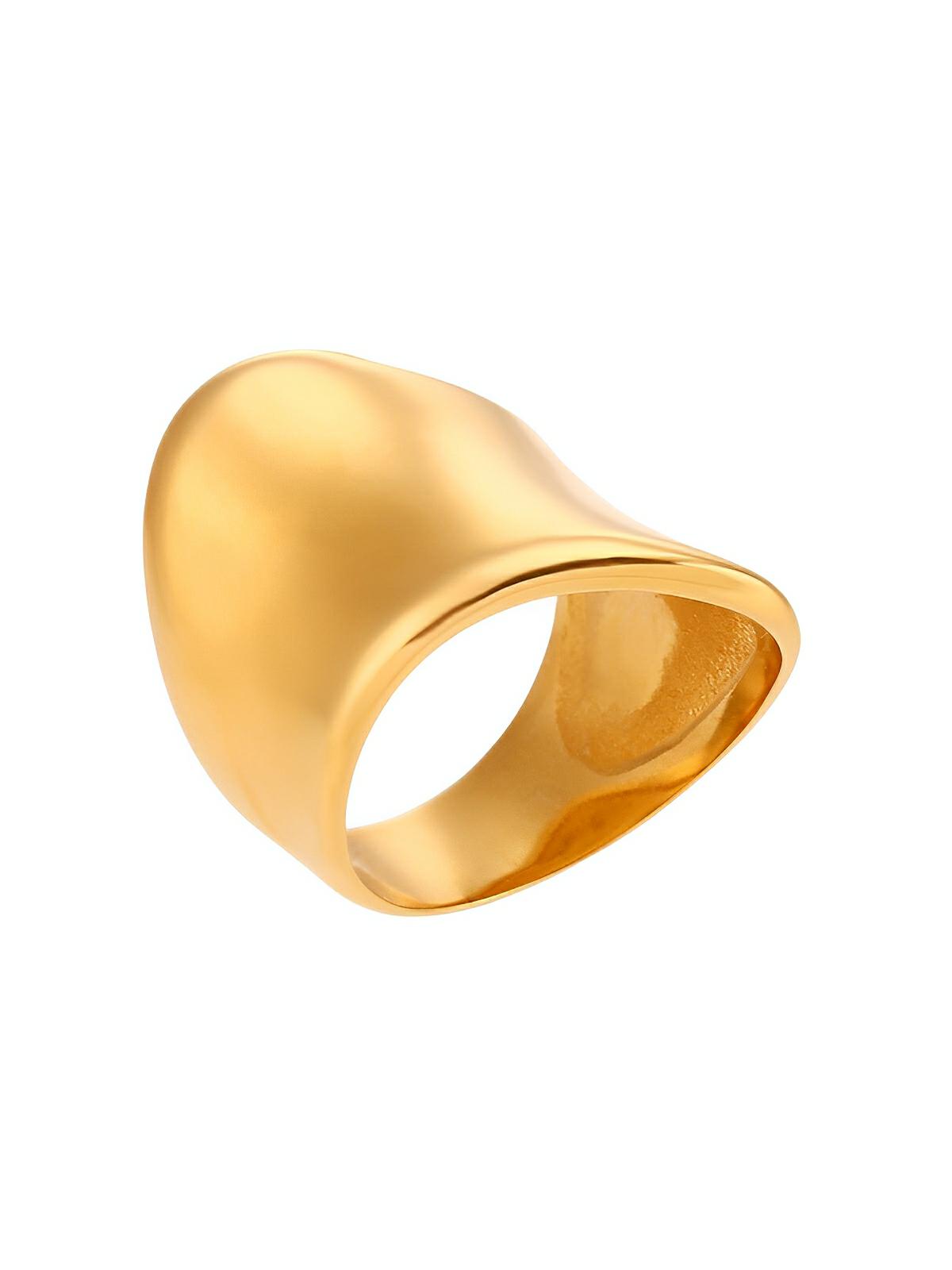 Bague femme or 18K, bague irrégulière acier inoxydable, bague minimaliste luxe, anneau géométrique tendance, bague lisse brillante, modèle Kelya - Bague - Or XS