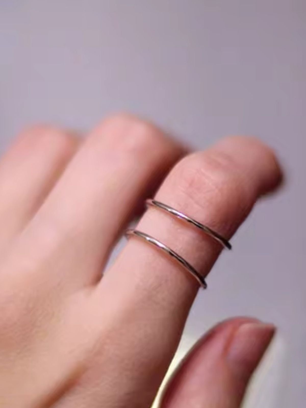 Bague ouverte double couche, acier inoxydable, design géométrique, style minimaliste, mode femme, modèle Lindsay - Bague - Argent XXS