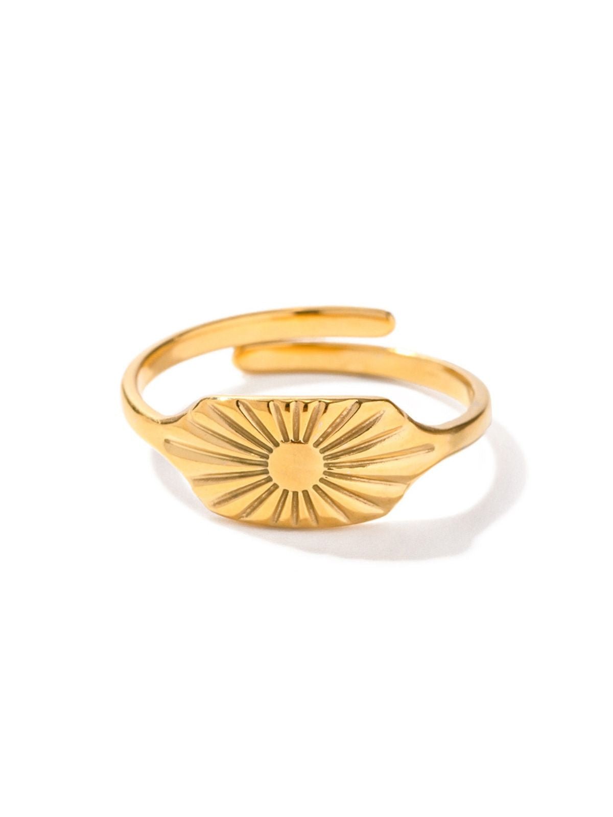 Bague soleil, ajustable, plaqué or 18K, acier inoxydable, style vintage ins, été printemps, modèle Zoa - Bague - Or