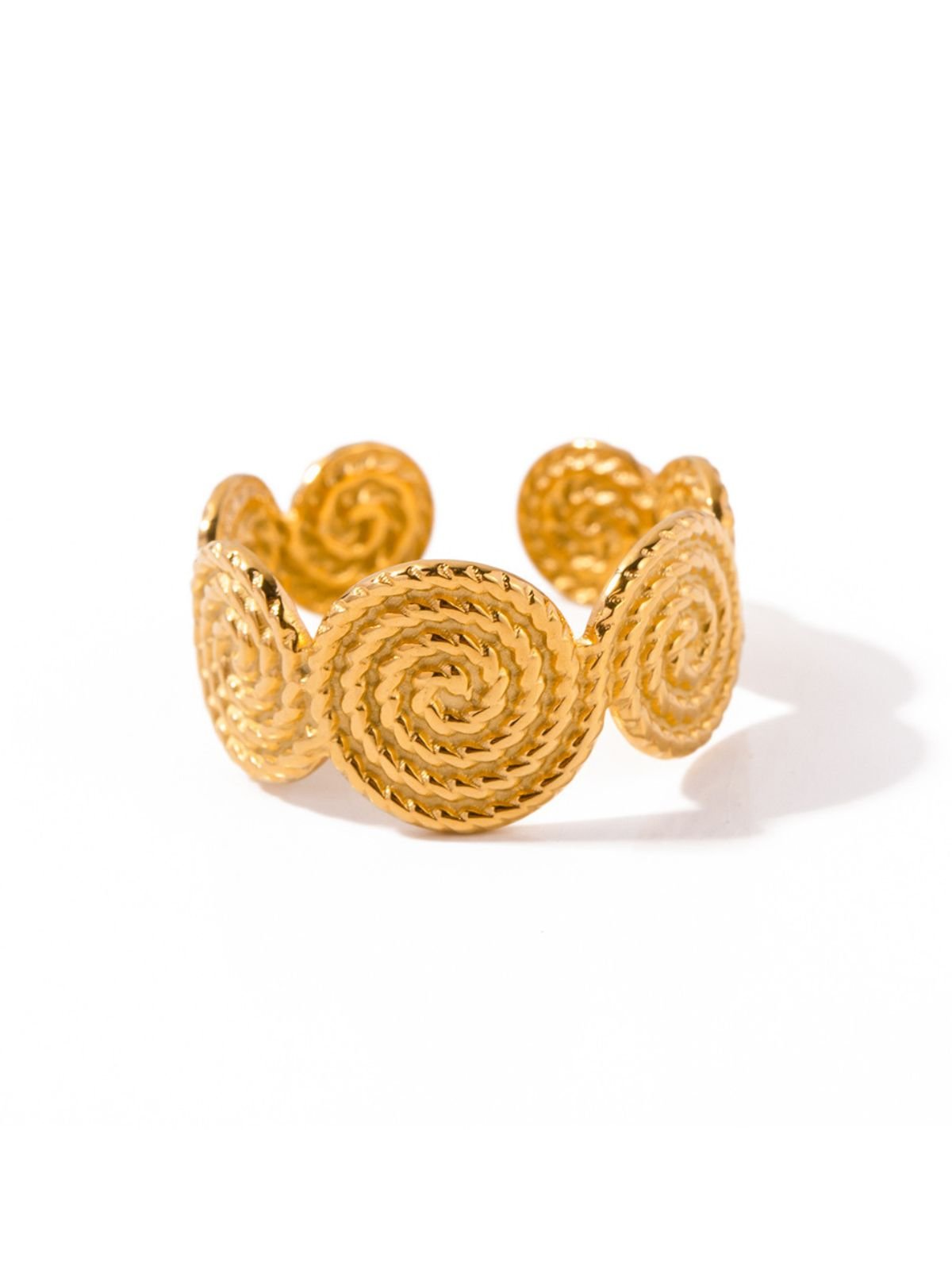 Bague spirale dorée, anneau ouvert, design géométrique, acier inoxydable, plaqué or 18K, modèle Zine - Bague - Or