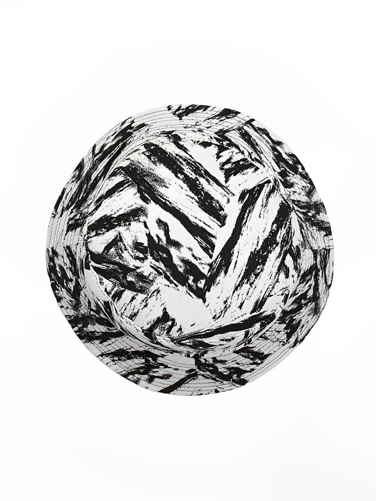Bob coton réversible, imprimé tie - dye, noir et blanc, homme femme, protection solaire, modèle Vaco - Casquette - Blanc et noir