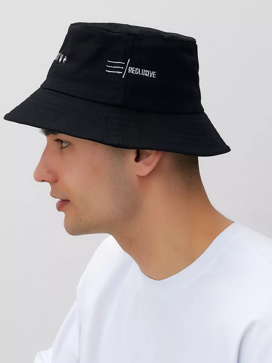 Bob en coton unisexe, broderie Reclusive, protection solaire, pliable, modèle Atom - Casquette - Noir