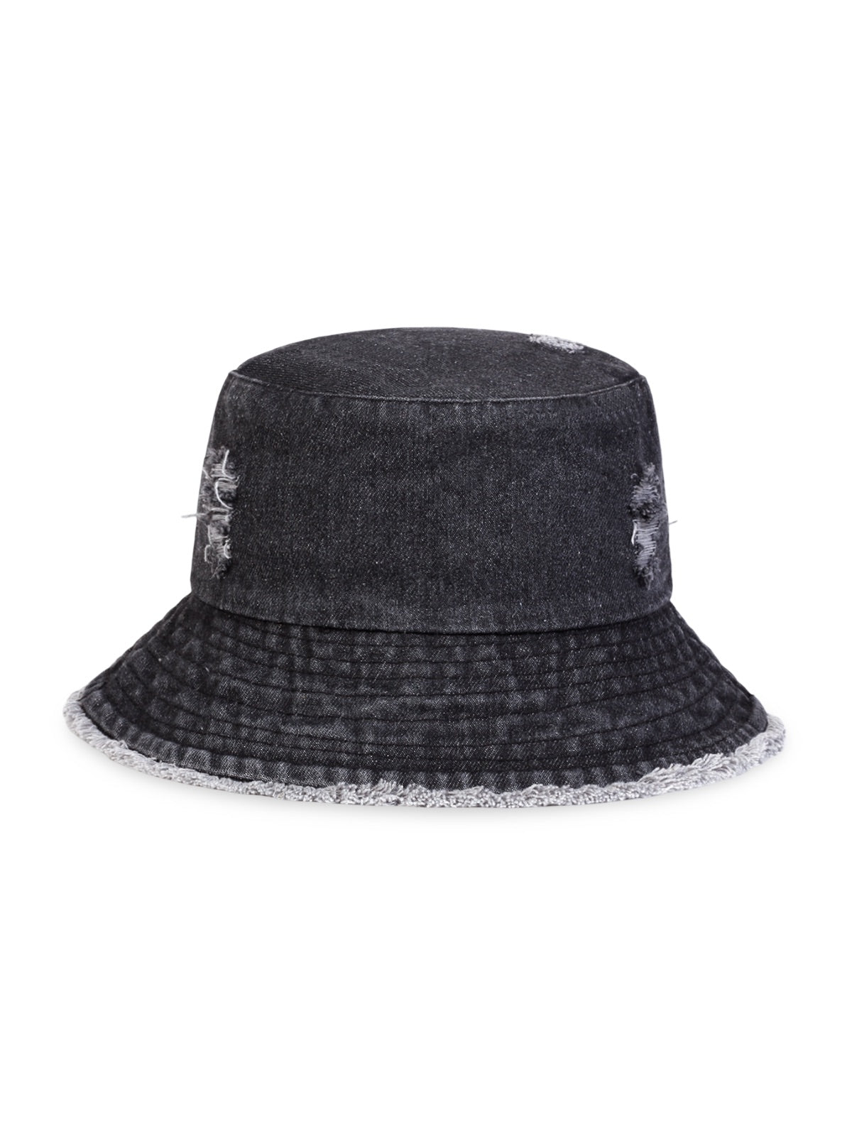 Bob en jean usé, effet vieilli, bords effilochés, style unisexe, tendance Y2K, modèle Kelips - Bob - Gris foncé