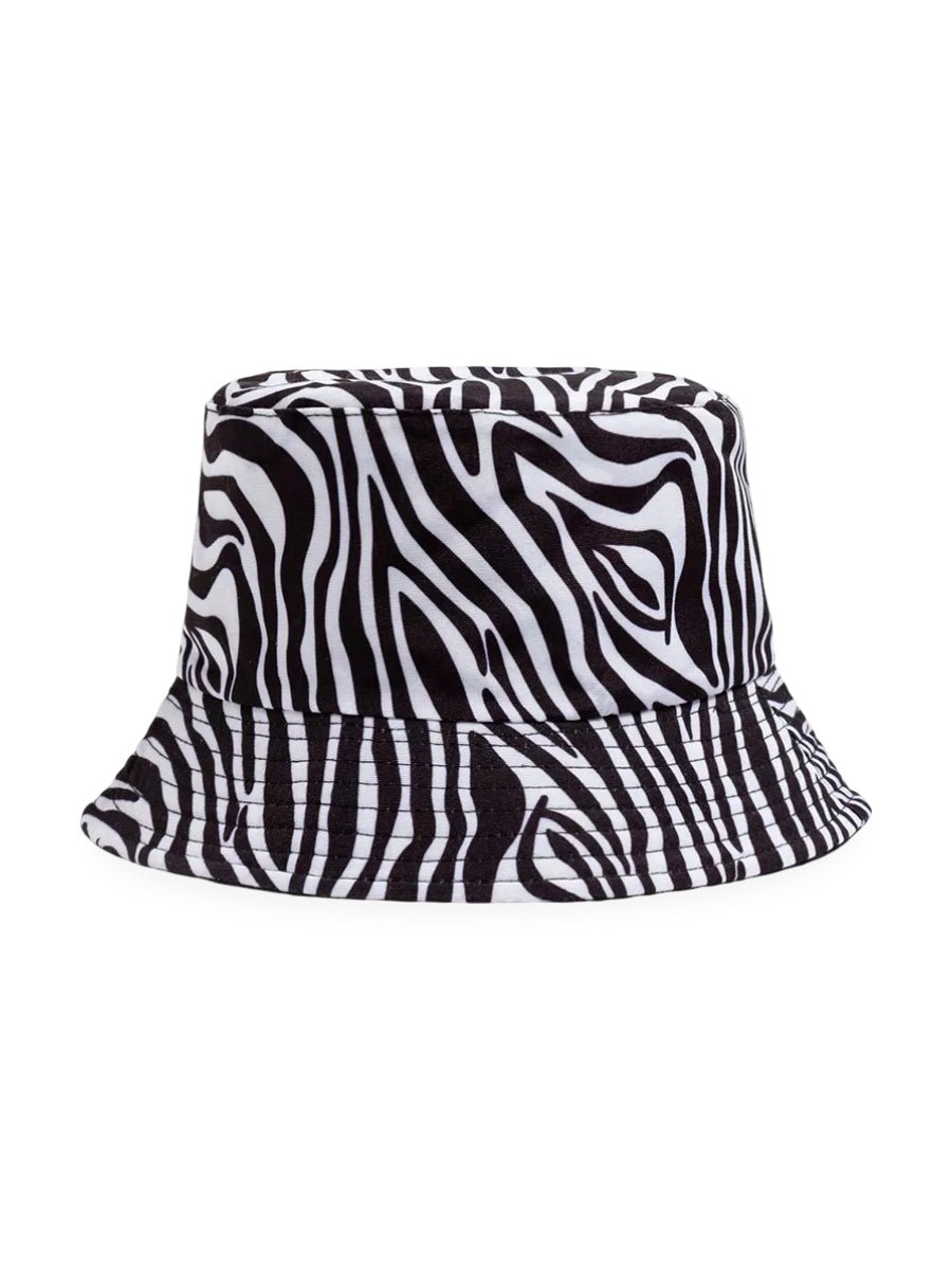 Bob réversible zèbre noir, chapeau en polyester, streetwear respirant, accessoire été plage, protection solaire, modèle Zébra - Bob - Blanc et noir