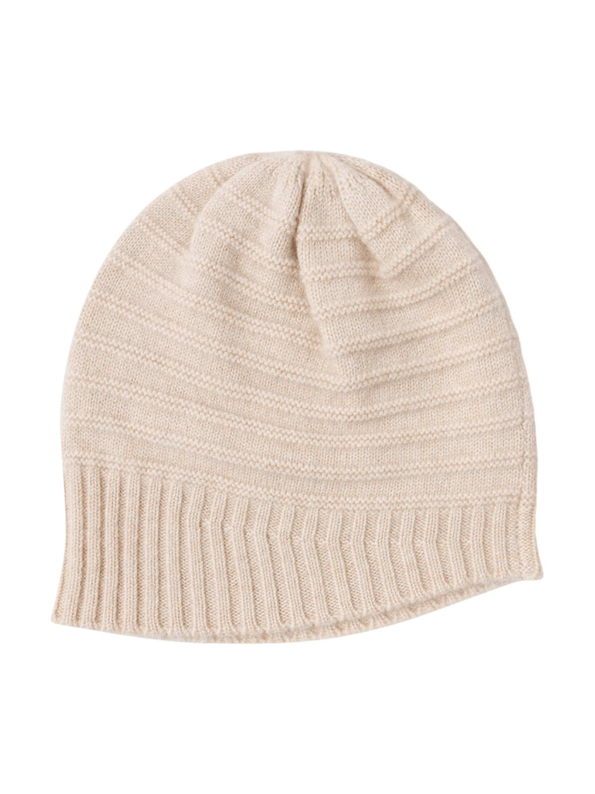 Bonnet en cachemire unisexe, tricoté souple, hiver doux et chaud, style simple, coupe ronde, sans visière, modèle Enor - Bonnets - Beige