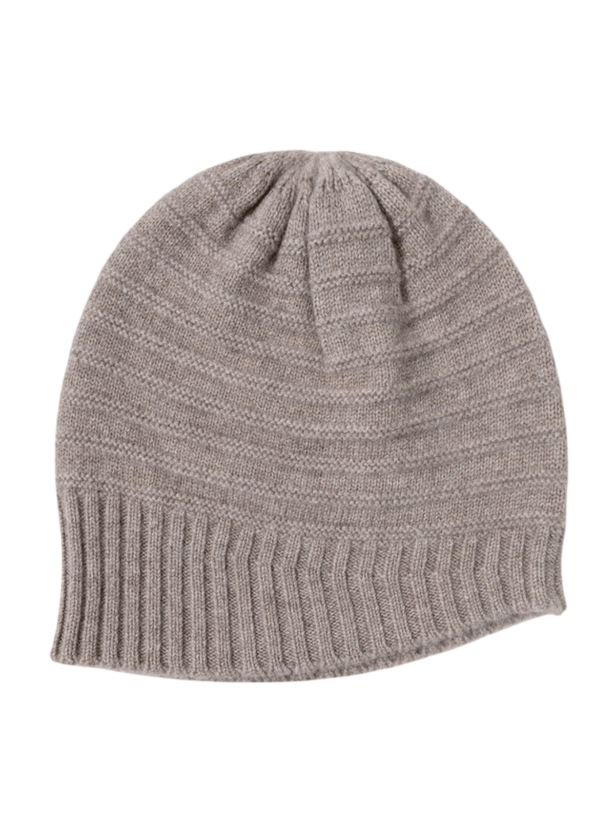 Bonnet en cachemire unisexe, tricoté souple, hiver doux et chaud, style simple, coupe ronde, sans visière, modèle Enor - Bonnets - Taupe