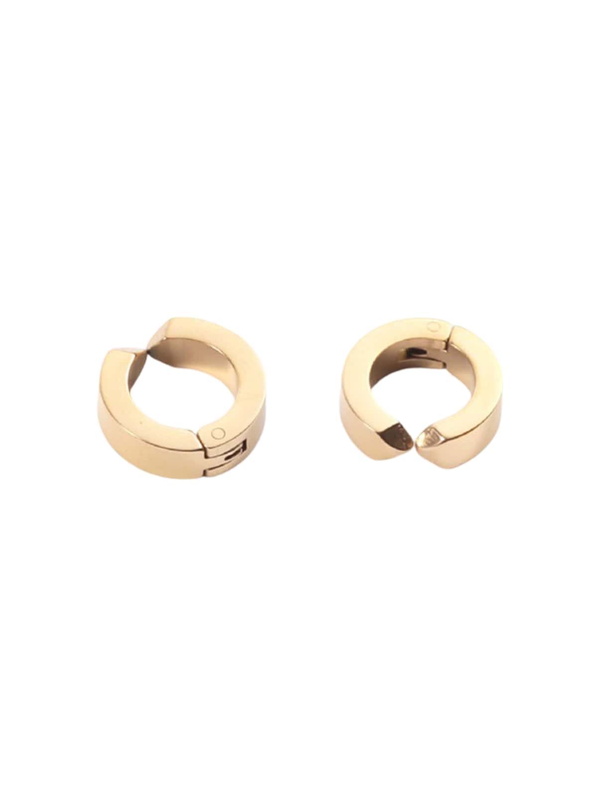 Boucles d’oreilles à clip acier, Unisexe, Sans piercing, Look géométrique, Style urbain, modèle Ursule - Boucles d'oreilles - Or 11 mm