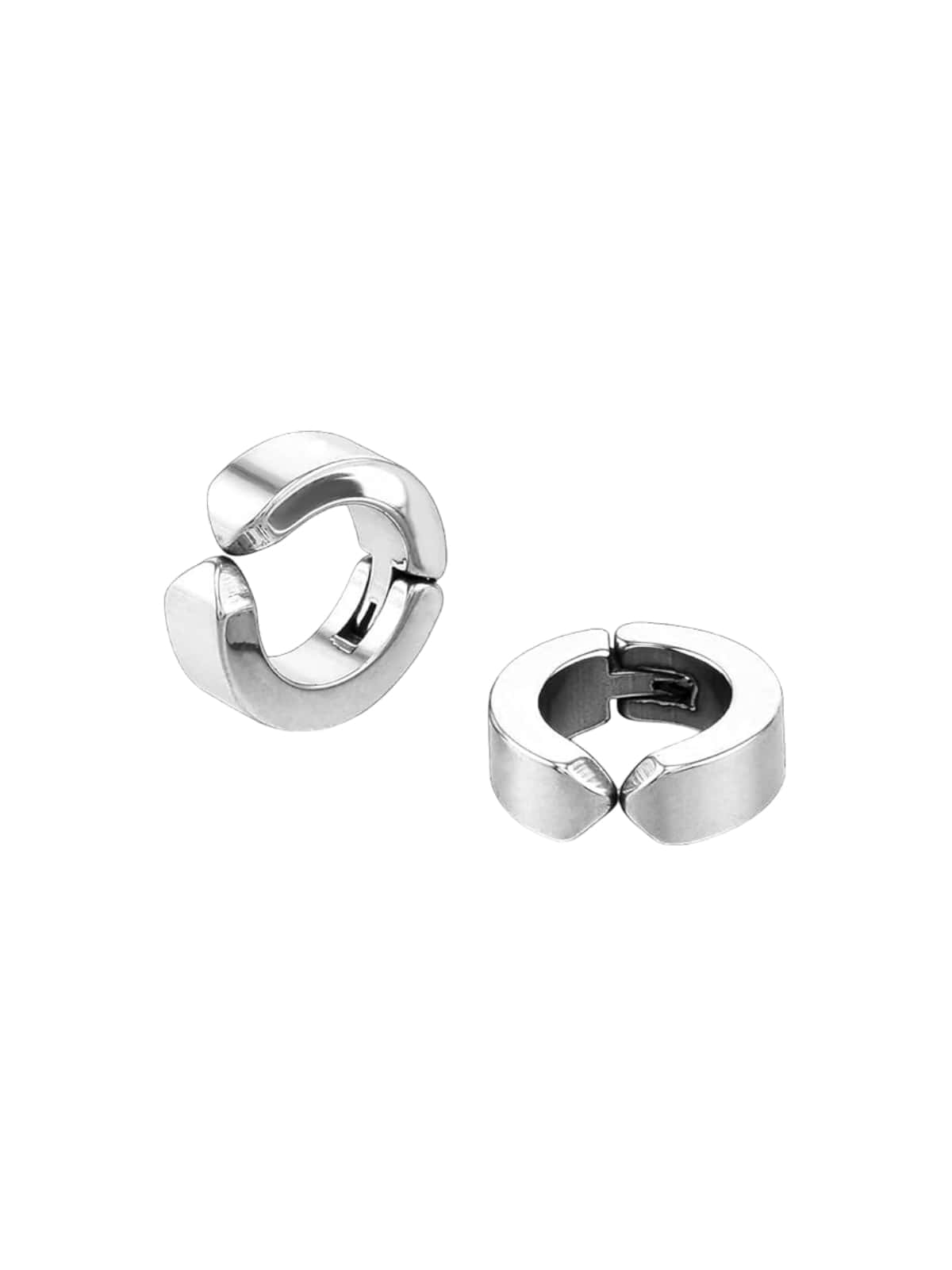 Boucles d’oreilles à clip acier, Unisexe, Sans piercing, Look géométrique, Style urbain, modèle Ursule - Boucles d'oreilles - Argent 11 mm