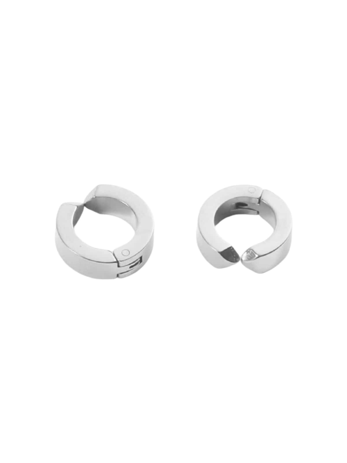 Boucles d’oreilles à clip acier, Unisexe, Sans piercing, Look géométrique, Style urbain, modèle Ursule - Boucles d'oreilles - Argent 11 mm