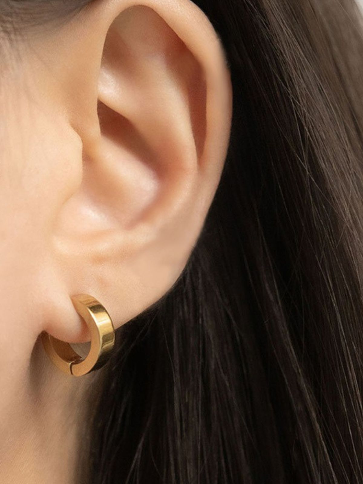 Boucles d’oreilles à clip acier, Unisexe, Sans piercing, Look géométrique, Style urbain, modèle Ursule - Boucles d'oreilles - Or 11 mm