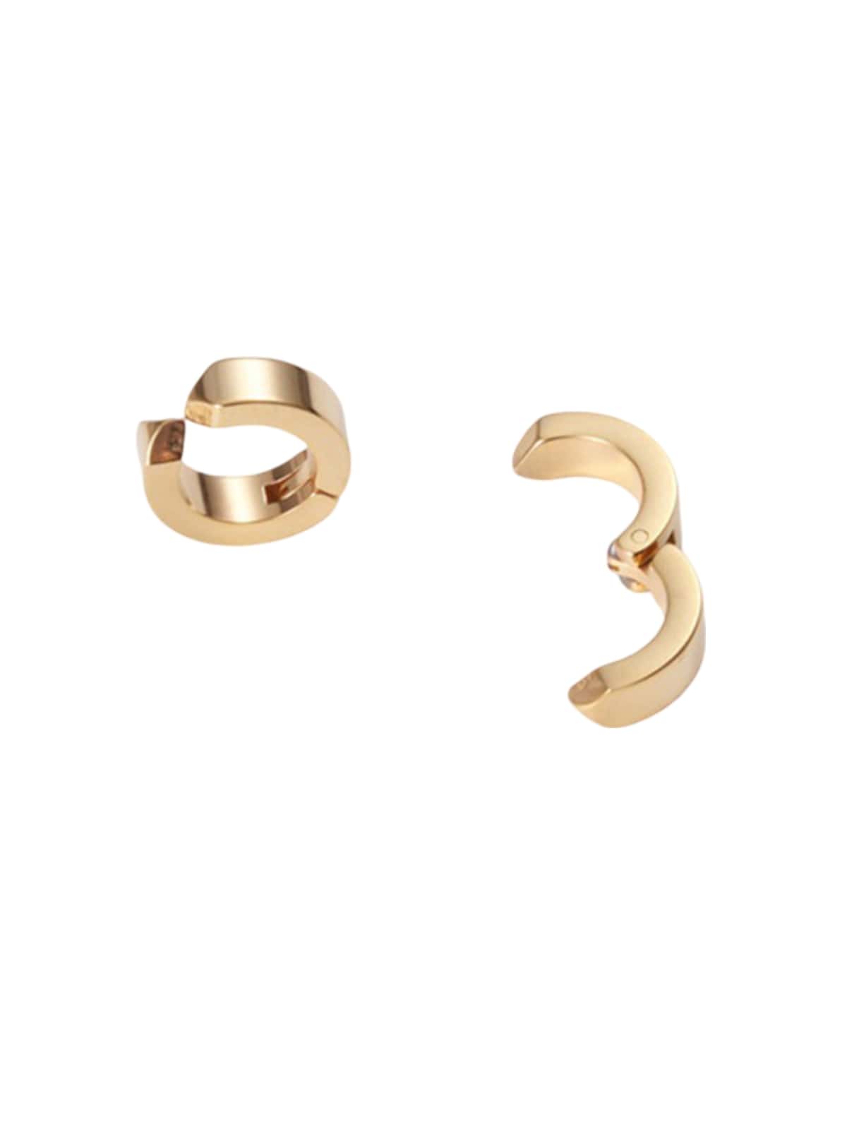 Boucles d’oreilles à clip acier, Unisexe, Sans piercing, Look géométrique, Style urbain, modèle Ursule - Boucles d'oreilles - Or 11 mm
