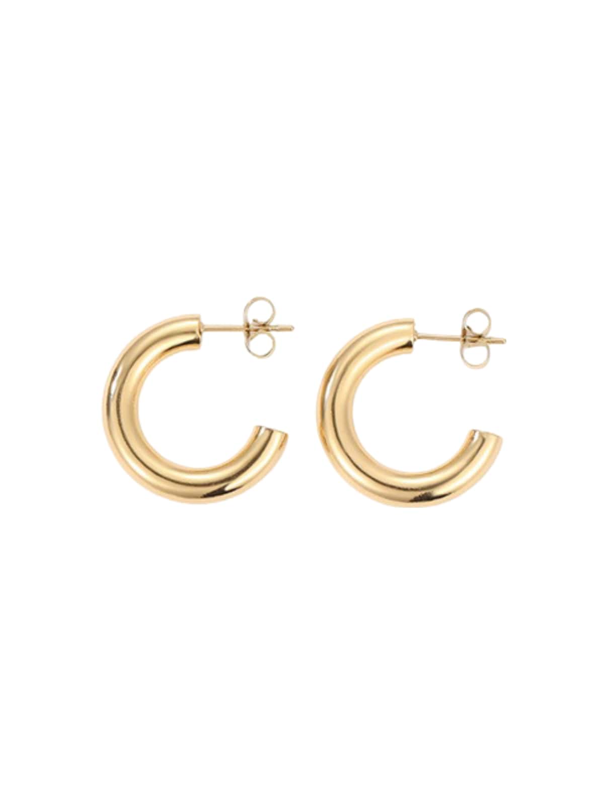 Boucles d’oreilles C acier inoxydable, plaqué or, femme, style européen américain, multiples tailles, acier 316, modèle Roberte - Boucles d'oreilles - Or 20 mm