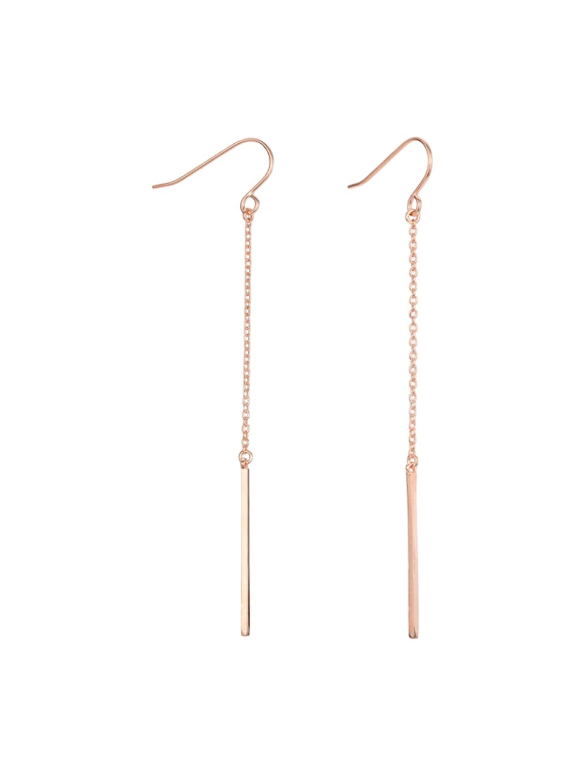 Boucles d'oreilles chaîne dorée, acier inoxydable, longues, style OL, résistant à l'eau, modèle Ekin - Boucles d'oreilles - Argent 26 mm