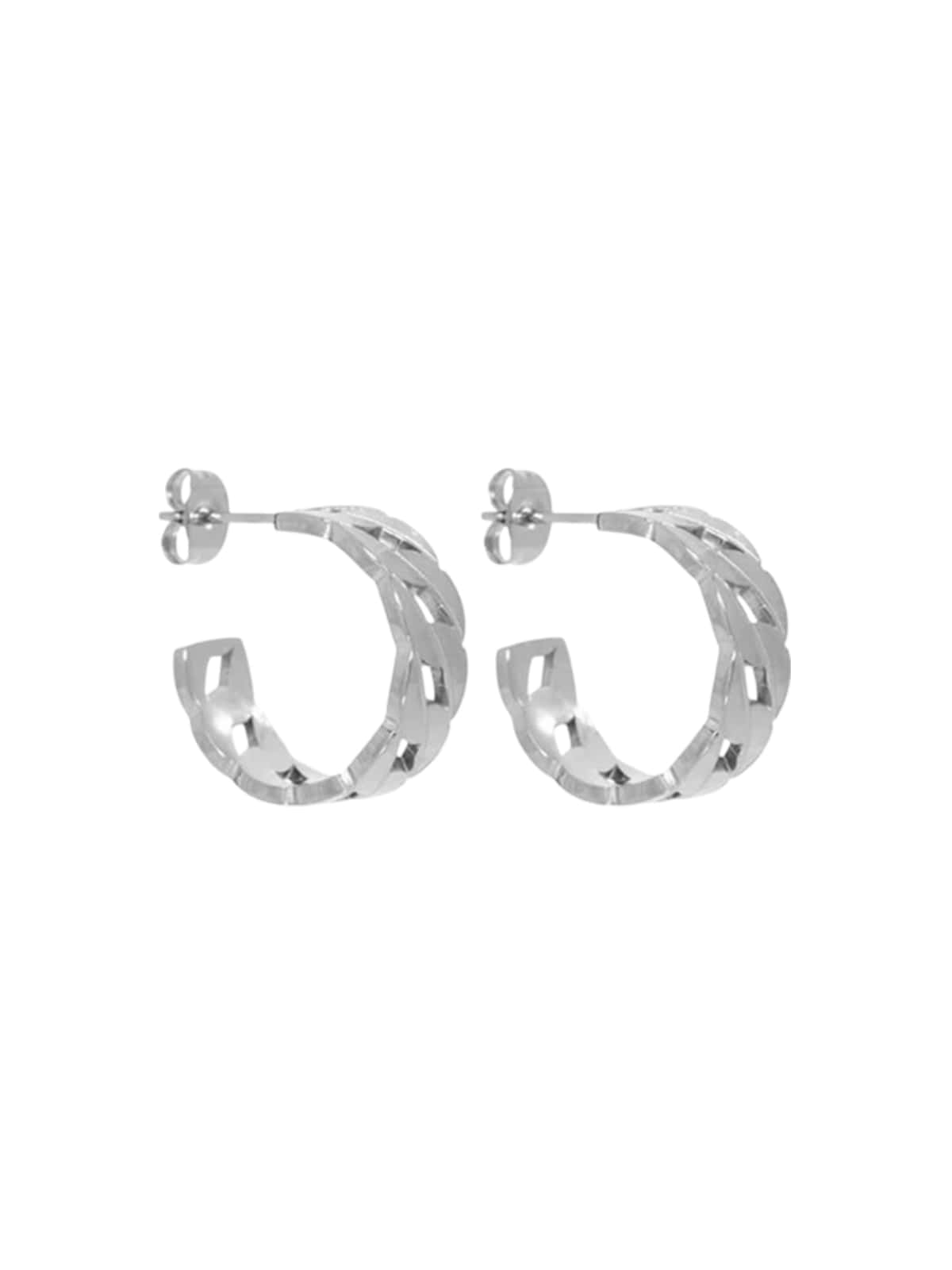 Boucles d’oreilles chaîne femme, acier inoxydable doré, style punk, géométrique, tendance, modèle Rita - Boucles d'oreilles - Argent 56 mm