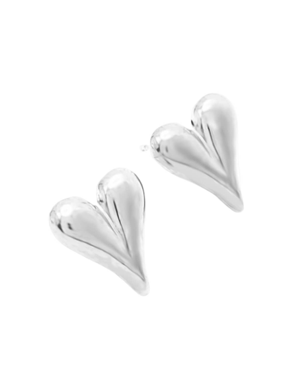 Boucles d’oreilles cœur en acier inoxydable, or 18K, acier titane, forme géométrique, bijoux femme, modèle Garance - Boucles d'oreilles - Argent 41 mm
