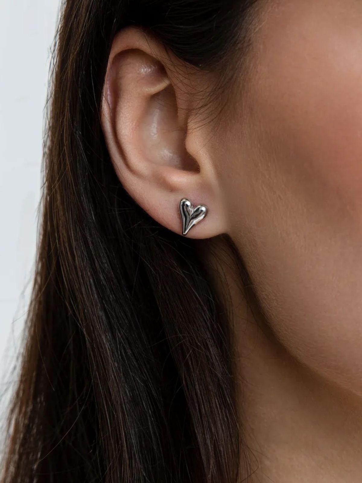 Boucles d’oreilles cœur en acier inoxydable, or 18K, acier titane, forme géométrique, bijoux femme, modèle Garance - Boucles d'oreilles - Argent 41 mm