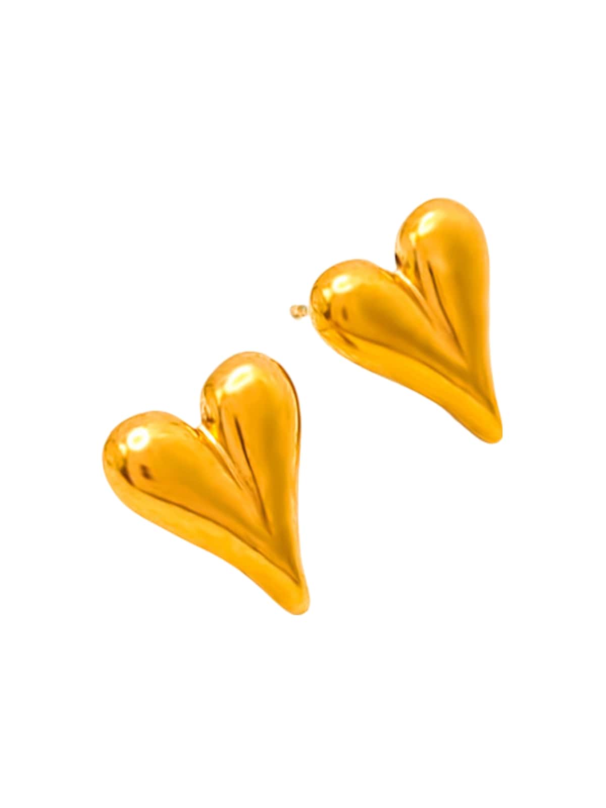 Boucles d’oreilles cœur en acier inoxydable, or 18K, acier titane, forme géométrique, bijoux femme, modèle Garance - Boucles d'oreilles - Or 41 mm