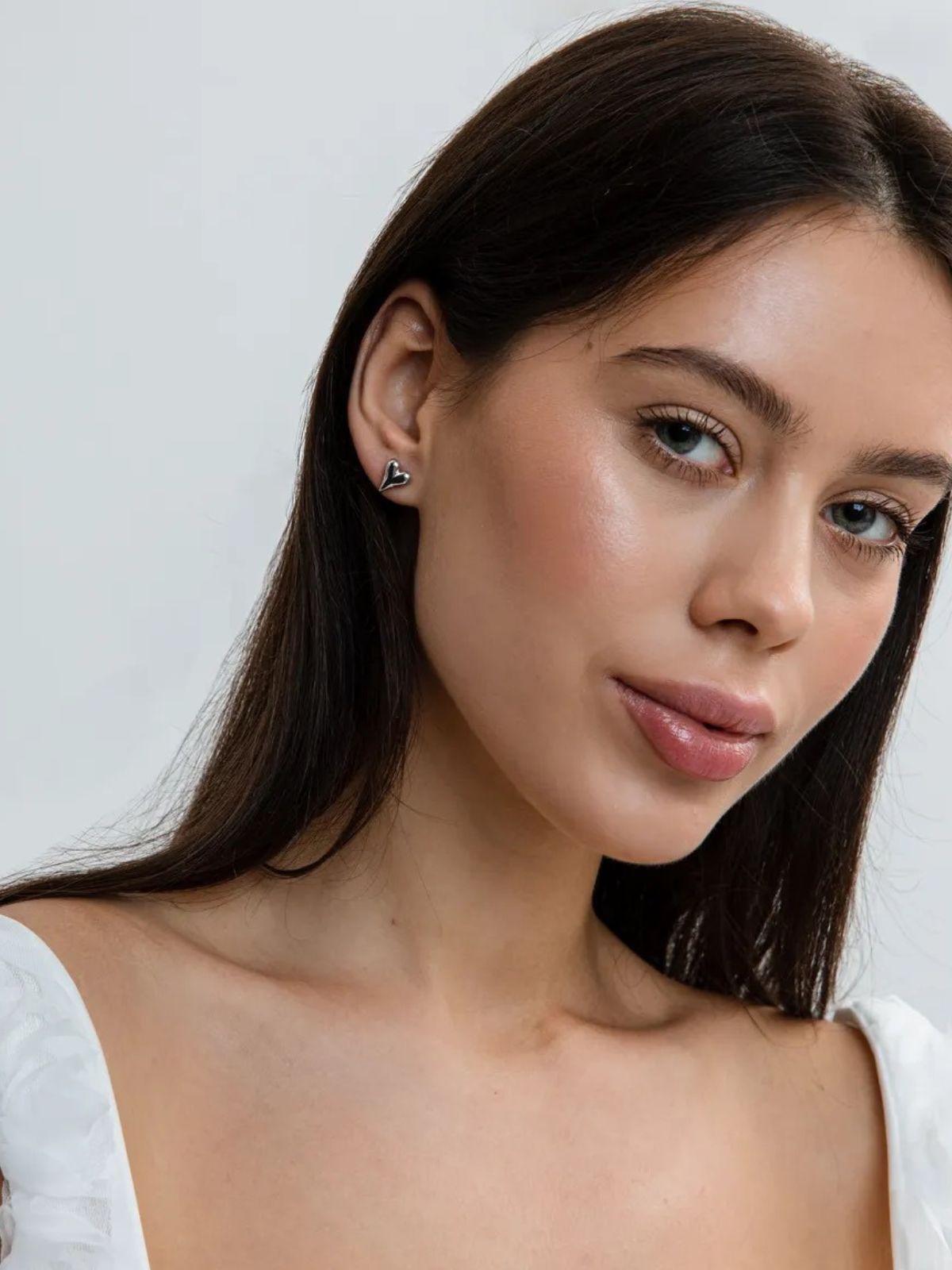 Boucles d’oreilles cœur en acier inoxydable, or 18K, acier titane, forme géométrique, bijoux femme, modèle Garance - Boucles d'oreilles - Argent 41 mm