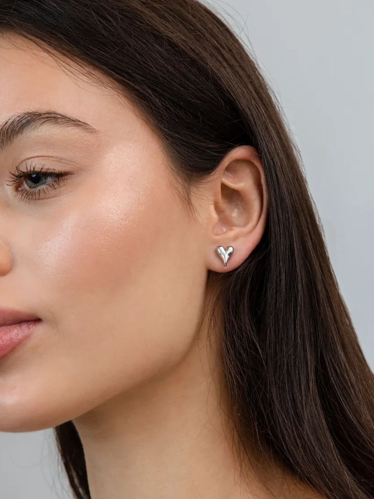 Boucles d’oreilles cœur en acier inoxydable, or 18K, acier titane, forme géométrique, bijoux femme, modèle Garance - Boucles d'oreilles - Argent 41 mm