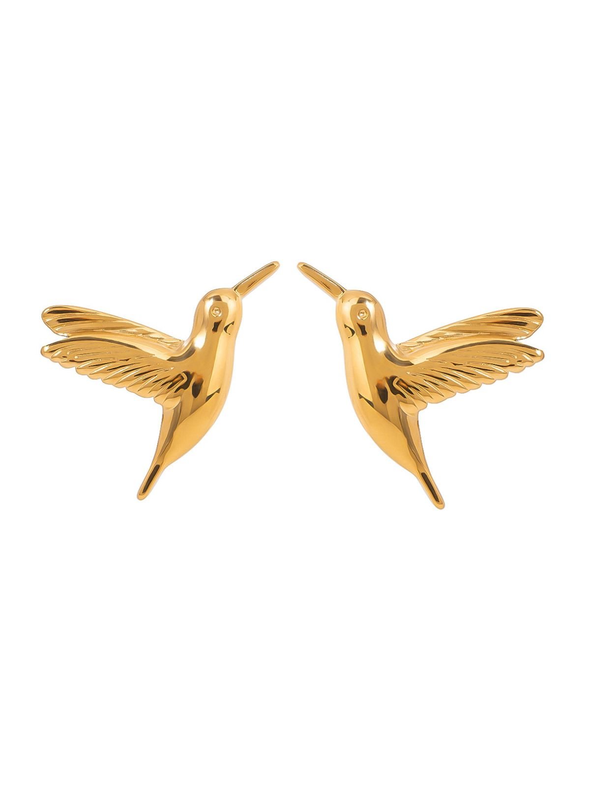 Boucles d’oreilles colibri dorées, acier inoxydable, poussette, hypoallergénique, waterproof, modèle Clélia - Boucles d'oreilles - Or