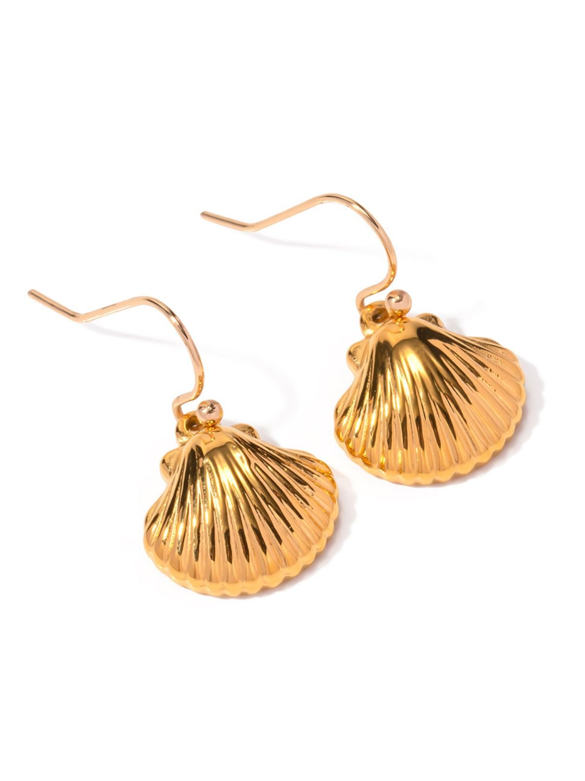 Boucles d’oreilles coquillage, acier inoxydable, dorées 18K, style plage, look INS, modèle Tif - Boucles d'oreilles - Or