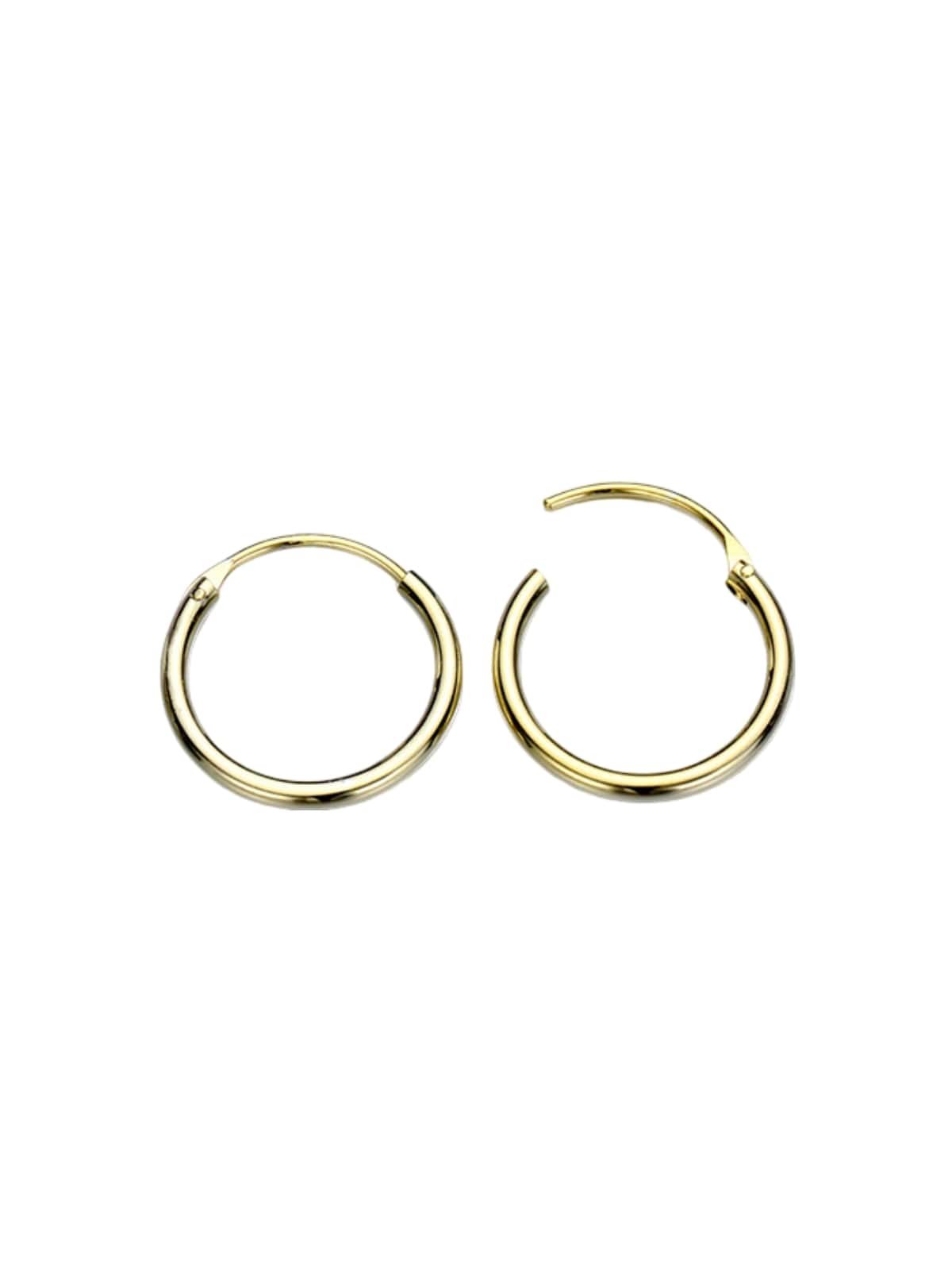 Boucles d’oreilles créoles, acier inoxydable, plaqué or, style minimal, femme moderne, modèle Rose - Boucles d'oreilles - Or 15 mm