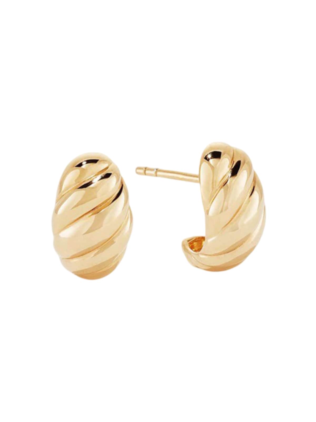 Boucles d'oreilles croissant, acier inoxydable, plaqué or 14K, mini créoles, design géométrique, modèle Ninon - Boucles d'oreilles - Or 34 mm