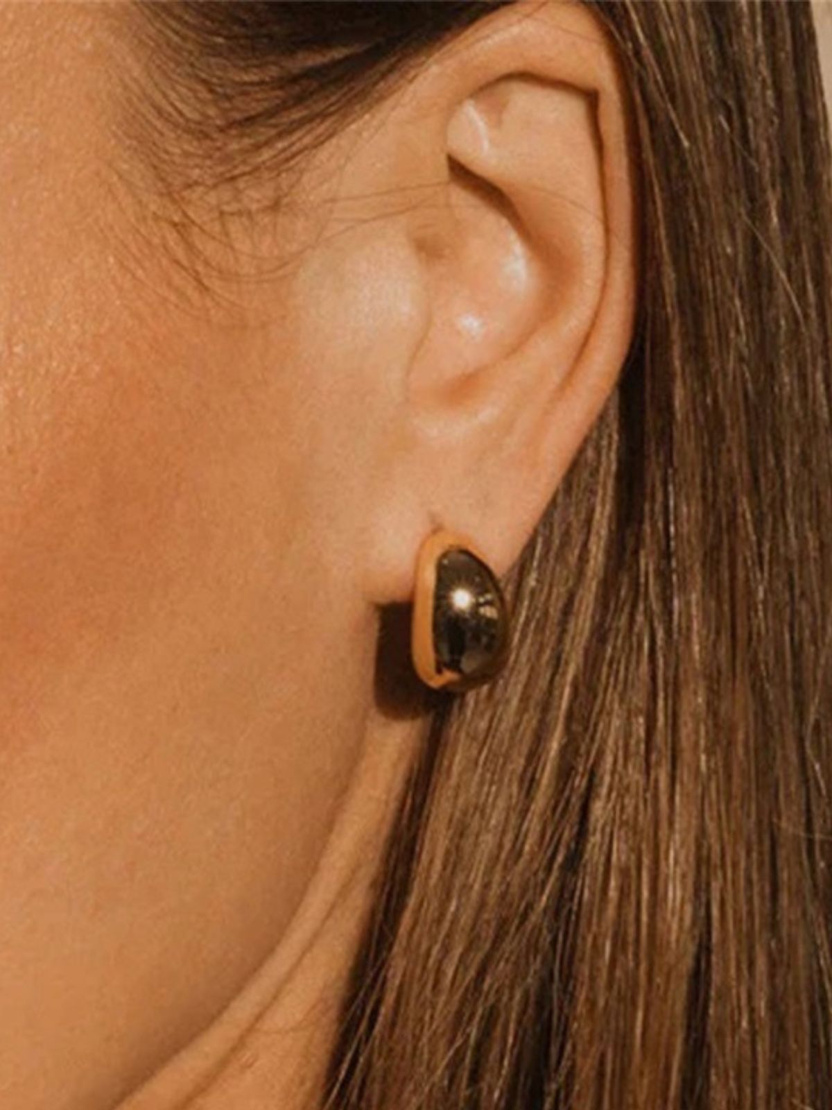 Boucles d'oreilles dorées, acier inoxydable, forme conique, femme, look moderne, modèle Rachelle - Boucles d'oreilles - Or 34 mm