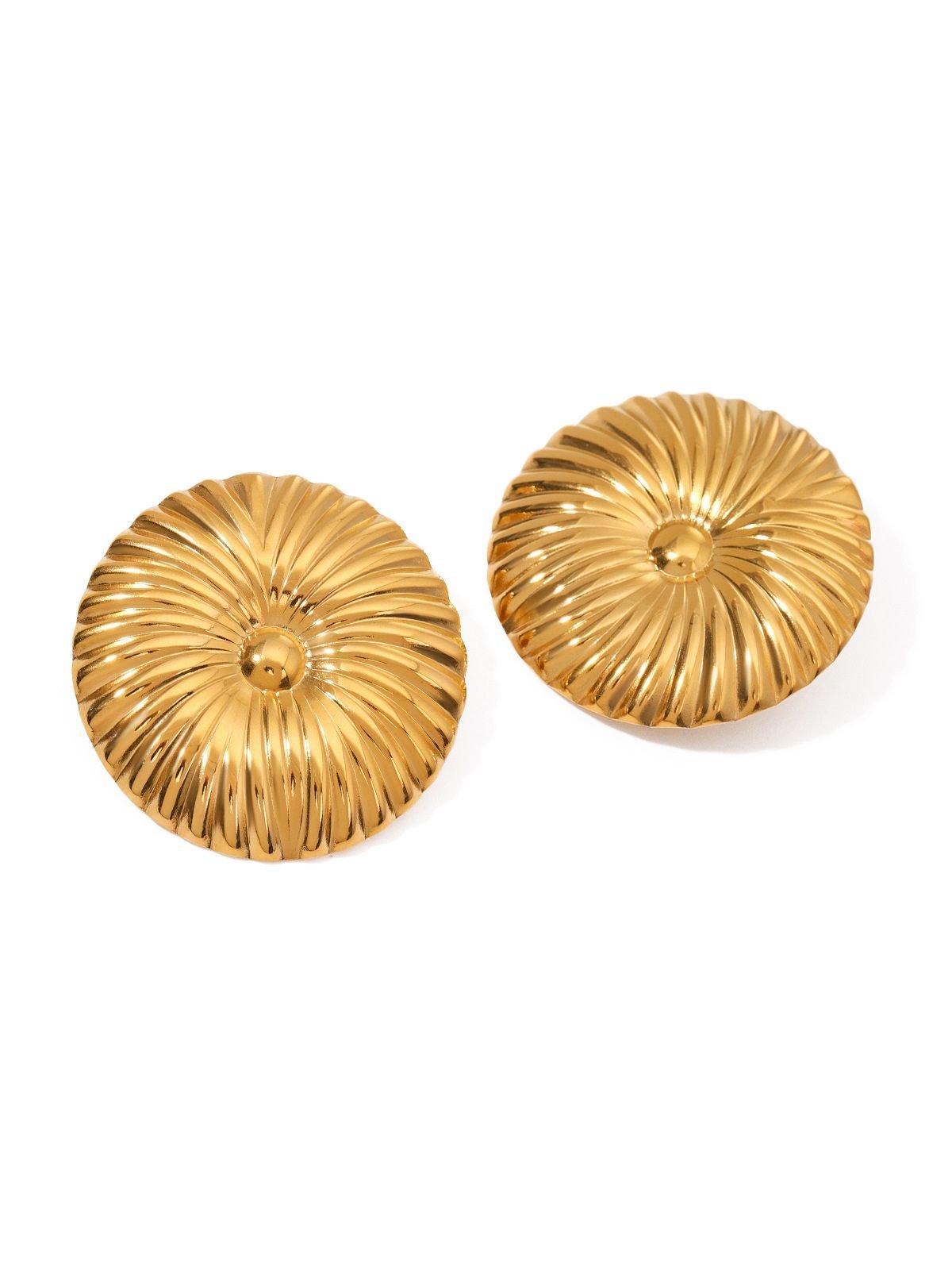 Boucles d'oreilles dorées, rondes, texturées, acier inoxydable, larges, style chic et soirée, modèle Émilie - Boucles d'oreilles - Or