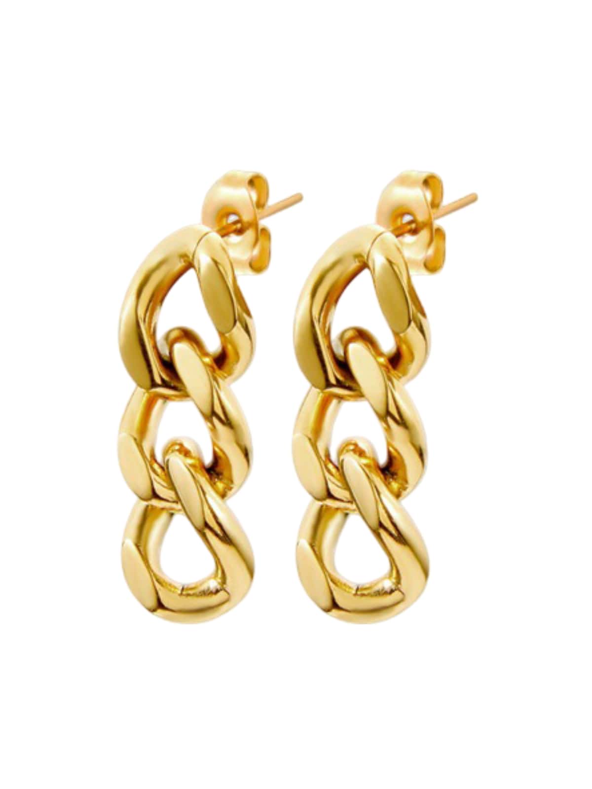 Boucles d'oreilles femme, acier inoxydable doré, chaîne cubaine, style punk, bijoux tendance, modèle Rosine - Boucles d'oreilles - Or