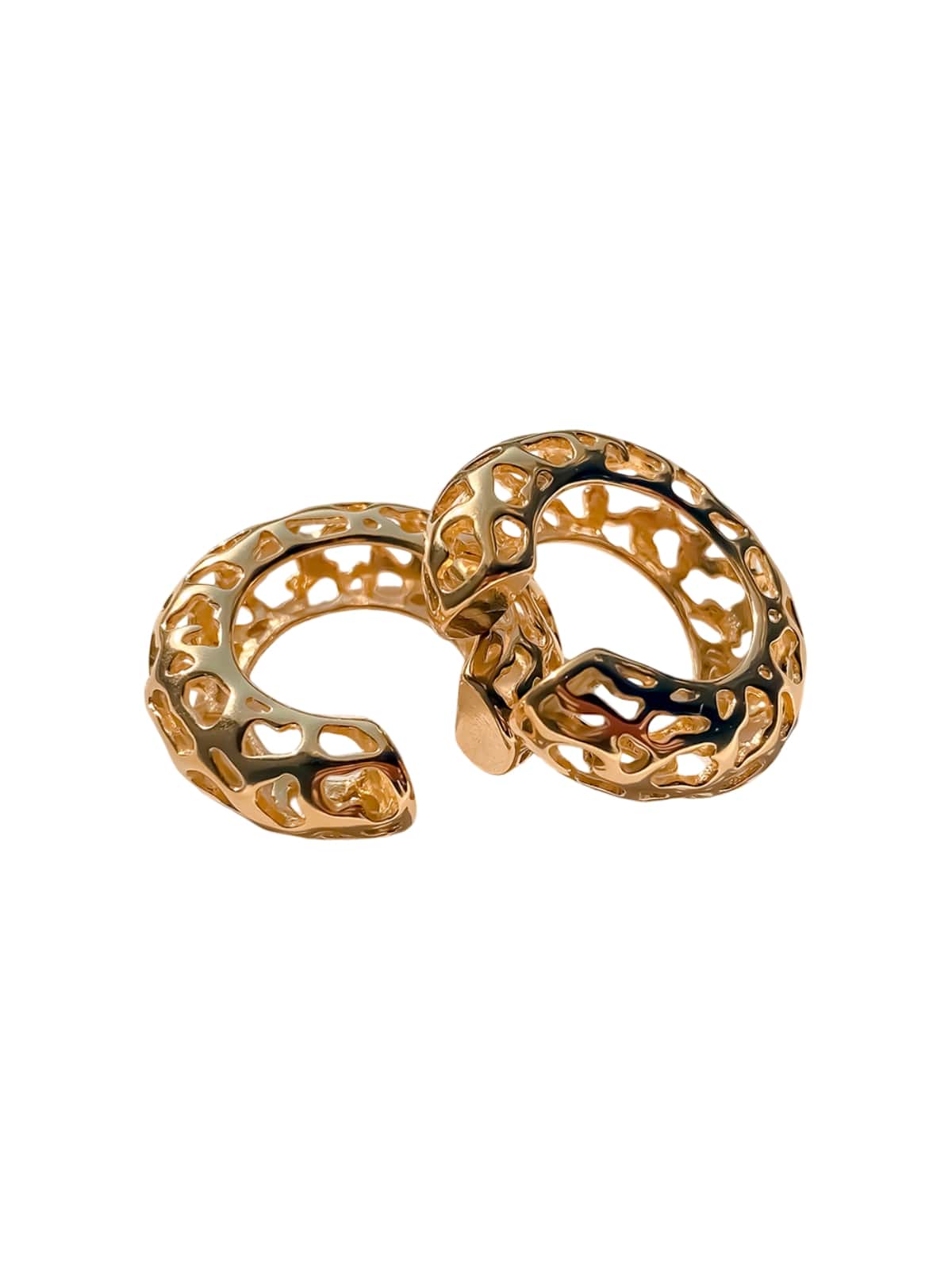 Boucles d'oreilles femme, acier inoxydable, or 18K, design géométrique, style moderne, modèle Unah - Boucles d'oreilles - Or 32 mm