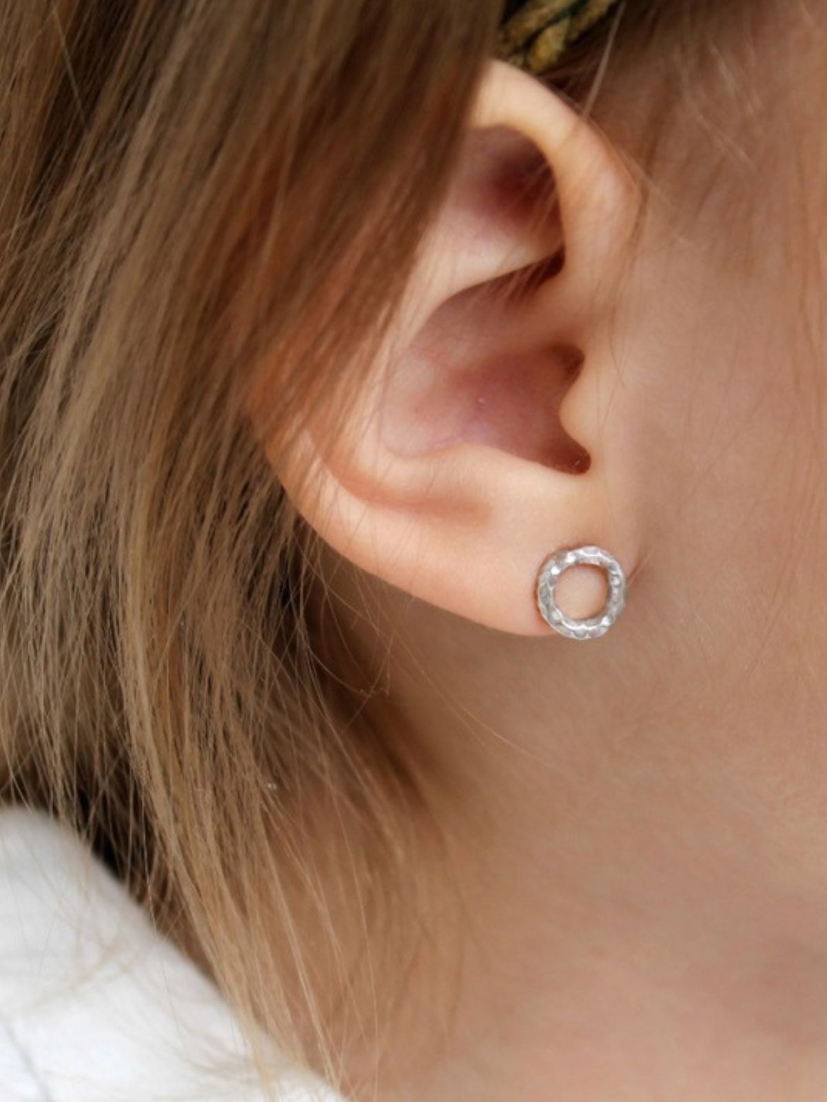 Boucles d'oreilles femme acier inoxydable, rondes géométriques, plaqué or, style minimaliste, légères, modèle Grace - Boucles d'oreilles - Argent 8 mm