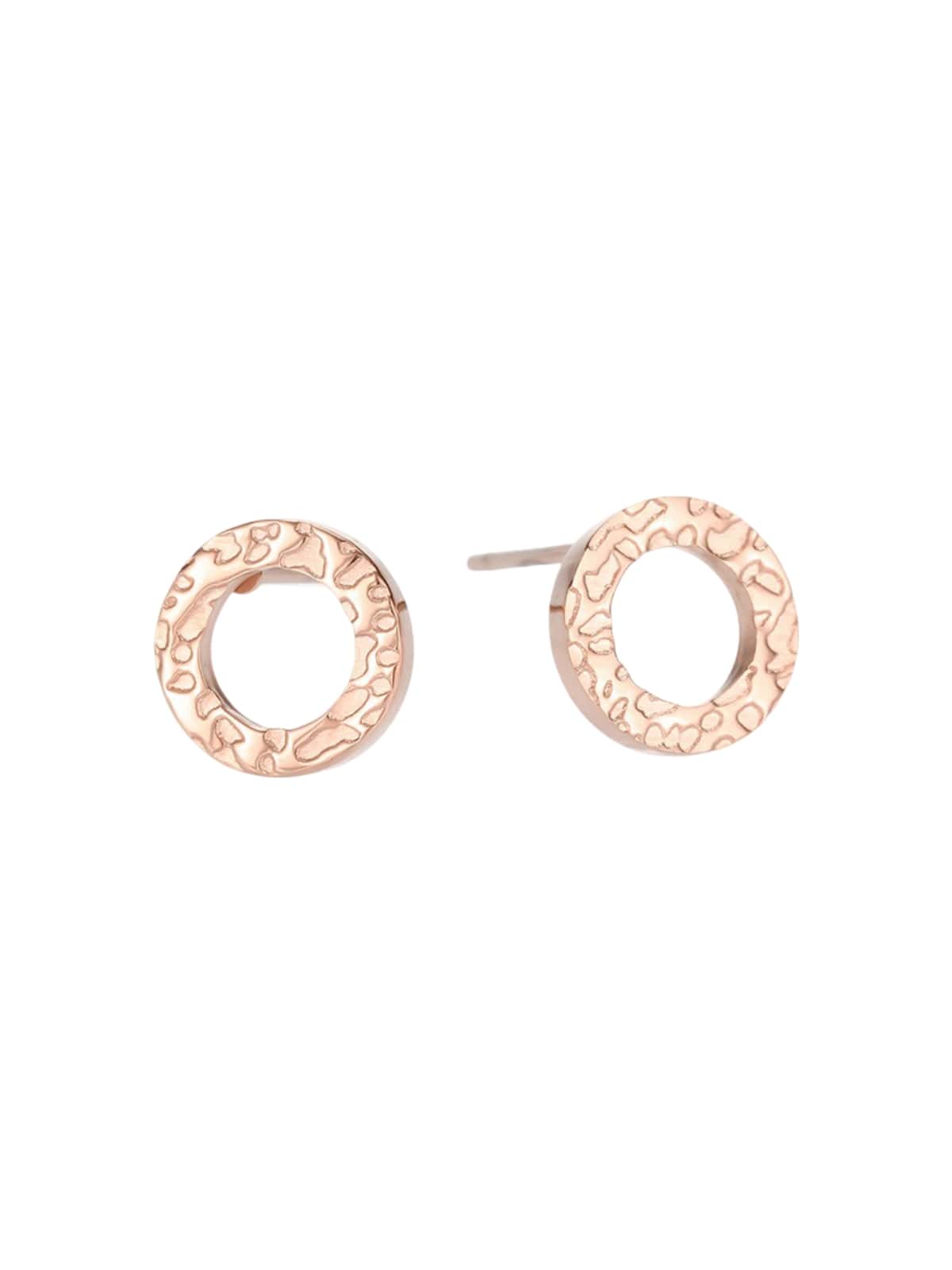 Boucles d'oreilles femme acier inoxydable, rondes géométriques, plaqué or, style minimaliste, légères, modèle Grace - Boucles d'oreilles - Or rosé 8 mm