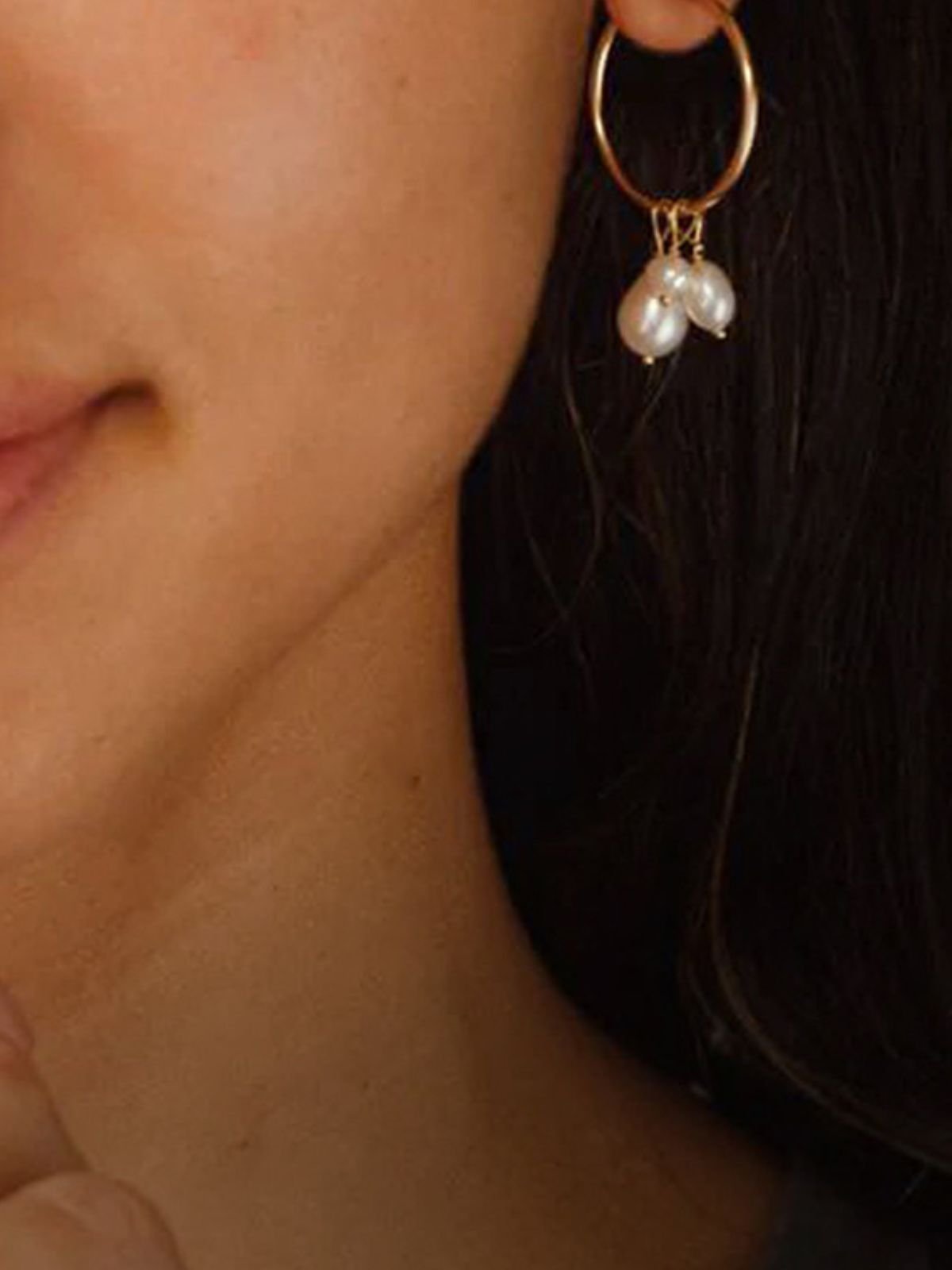 Boucles d’oreilles femme, perles d’eau douce, acier inoxydable, anneaux modernes, doré ou argenté, modèle Joselaine - Boucles d'oreilles - Or 25 mm