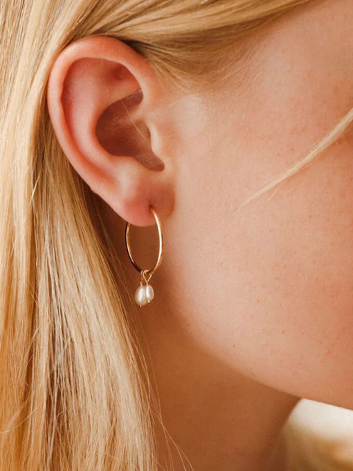Boucles d’oreilles femme, perles d’eau douce, acier inoxydable, anneaux modernes, doré ou argenté, modèle Joselaine - Boucles d'oreilles - Or 25 mm