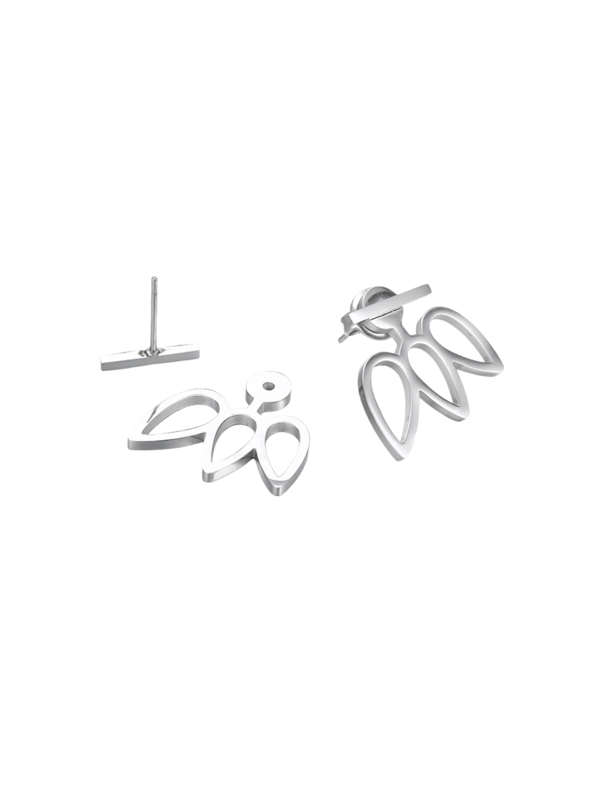 Boucles d’oreilles fleur, acier inoxydable, design creux, style floral, bijou minimaliste, modèle Guilianna - Boucles d'oreilles - Argent