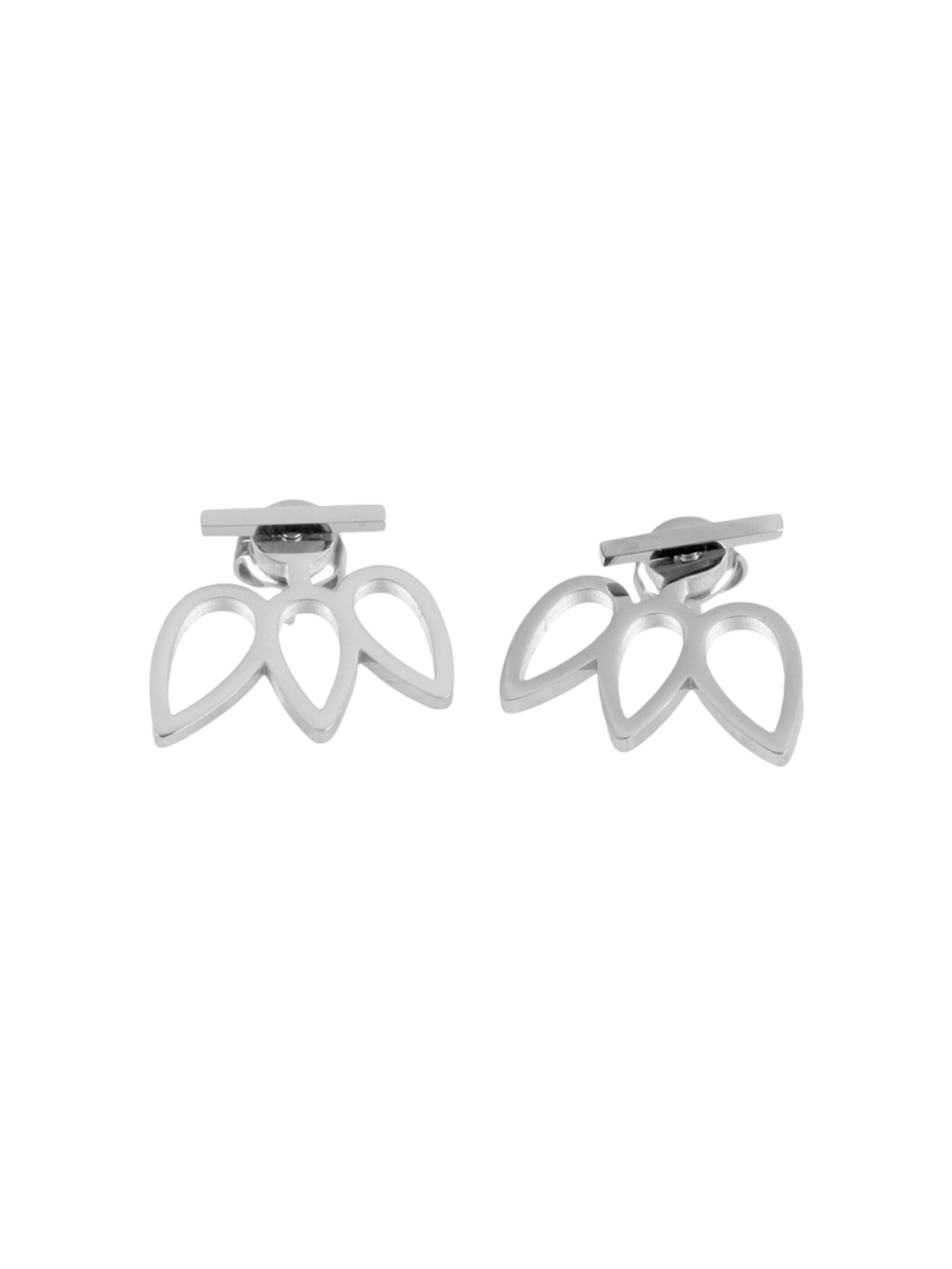 Boucles d’oreilles fleur, acier inoxydable, design creux, style floral, bijou minimaliste, modèle Guilianna - Boucles d'oreilles - Argent