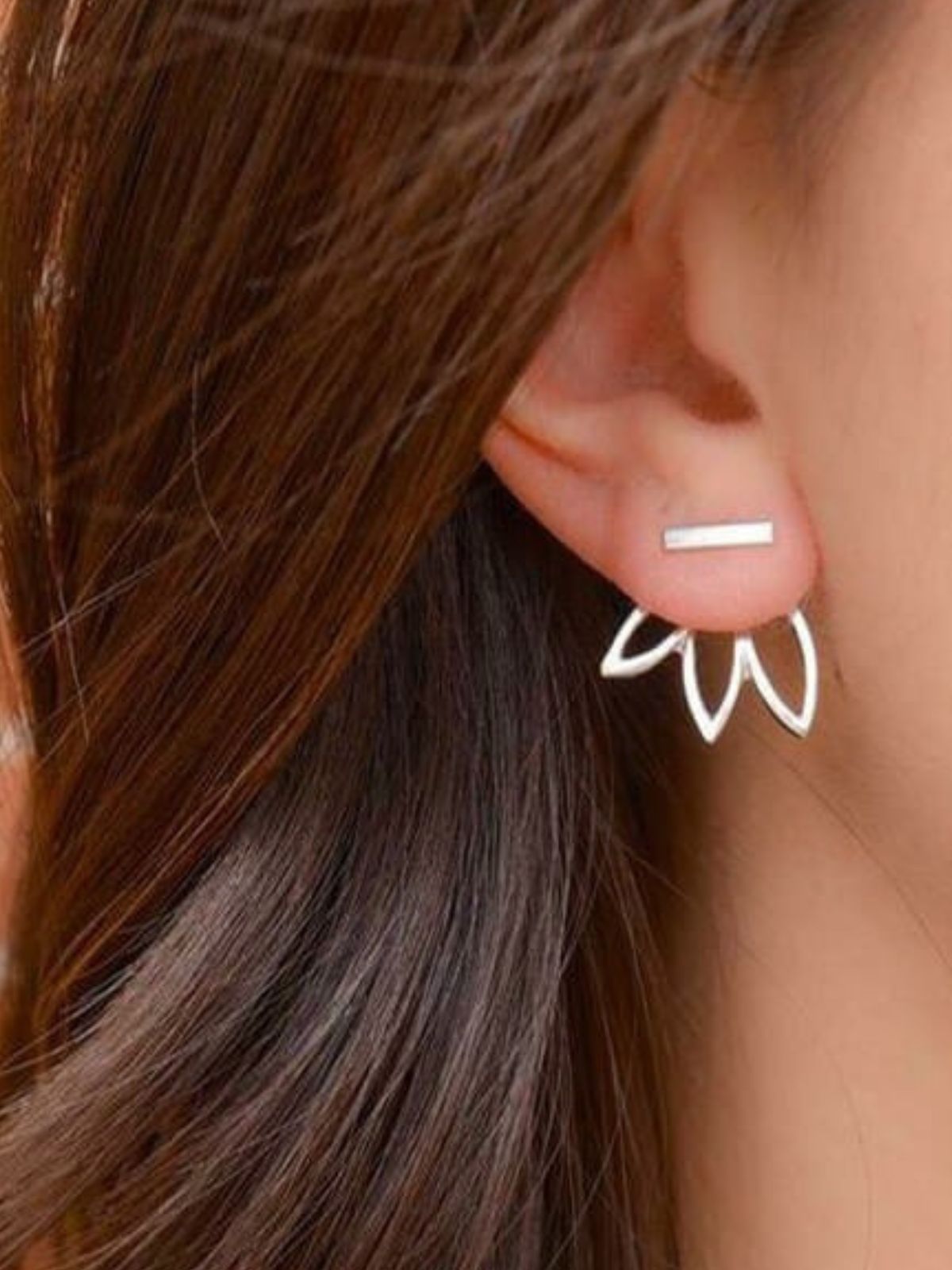 Boucles d’oreilles fleur, acier inoxydable, design creux, style floral, bijou minimaliste, modèle Guilianna - Boucles d'oreilles - Argent