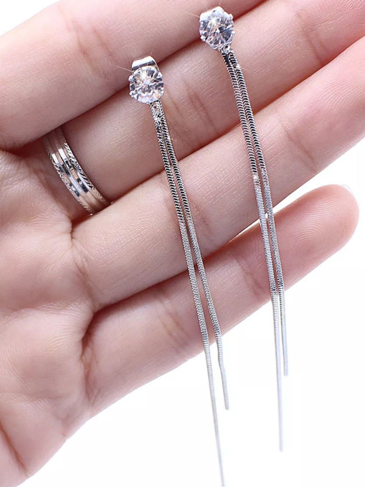 Boucles d'oreilles géométriques acier inoxydable, or rose, mini carré, minimaliste, modèle Jihane - Boucles d'oreilles - Argent 2 mm