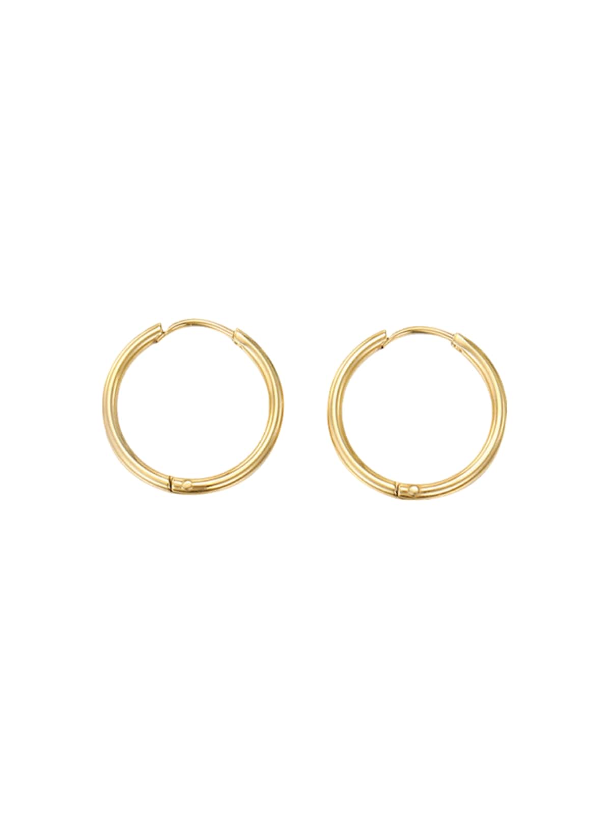 Boucles d’oreilles géométriques, acier inoxydable, plaqué or, rondes, femme, modèle Ulrika - Boucles d'oreilles - Or 12 mm
