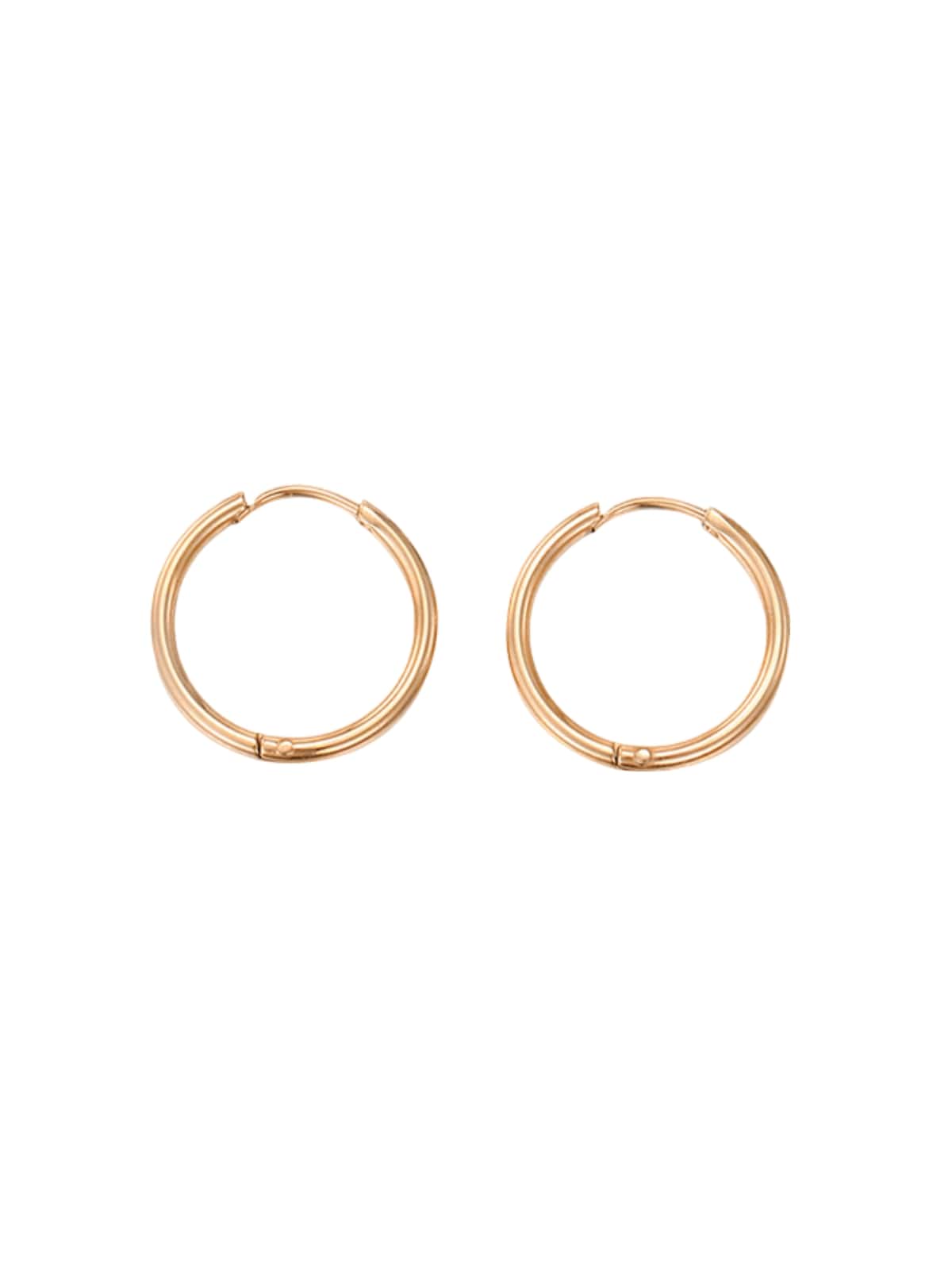 Boucles d’oreilles géométriques, acier inoxydable, plaqué or, rondes, femme, modèle Ulrika - Boucles d'oreilles - Or rosé 12 mm