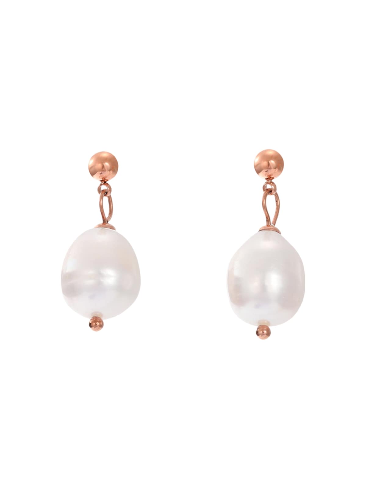 Boucles d’oreilles perles d’eau douce, acier inoxydable, plaqué or 14K, style minimaliste, bijoux femme, modèle June - Boucles d'oreilles - Or rosé 32 mm