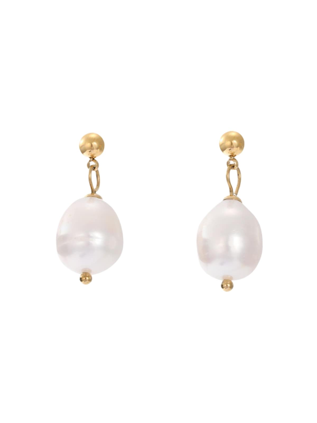 Boucles d’oreilles perles d’eau douce, acier inoxydable, plaqué or 14K, style minimaliste, bijoux femme, modèle June - Boucles d'oreilles - Or 32 mm