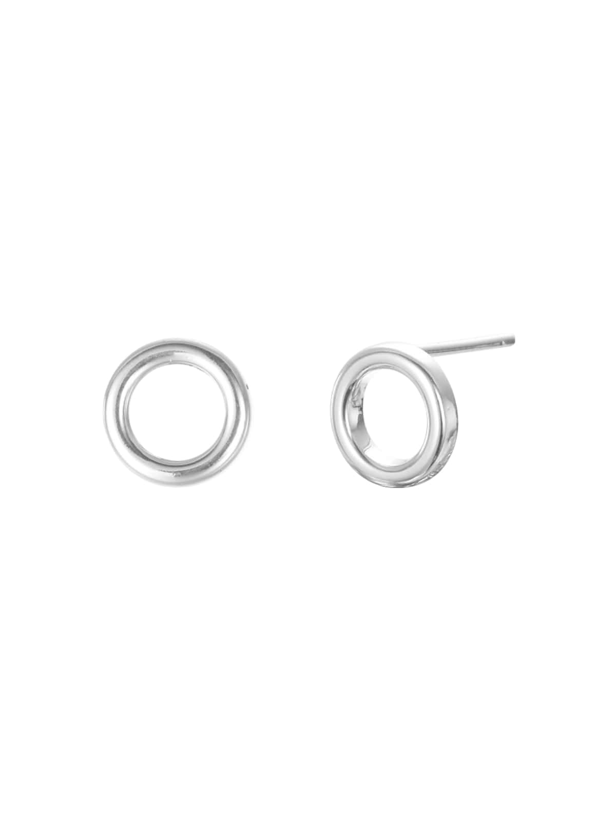Boucles d'oreilles rondes creuses, acier inoxydable, doré, design géométrique, légères, hypoallergéniques, modèle Earine - Boucles d'oreilles - Argent 8 mm