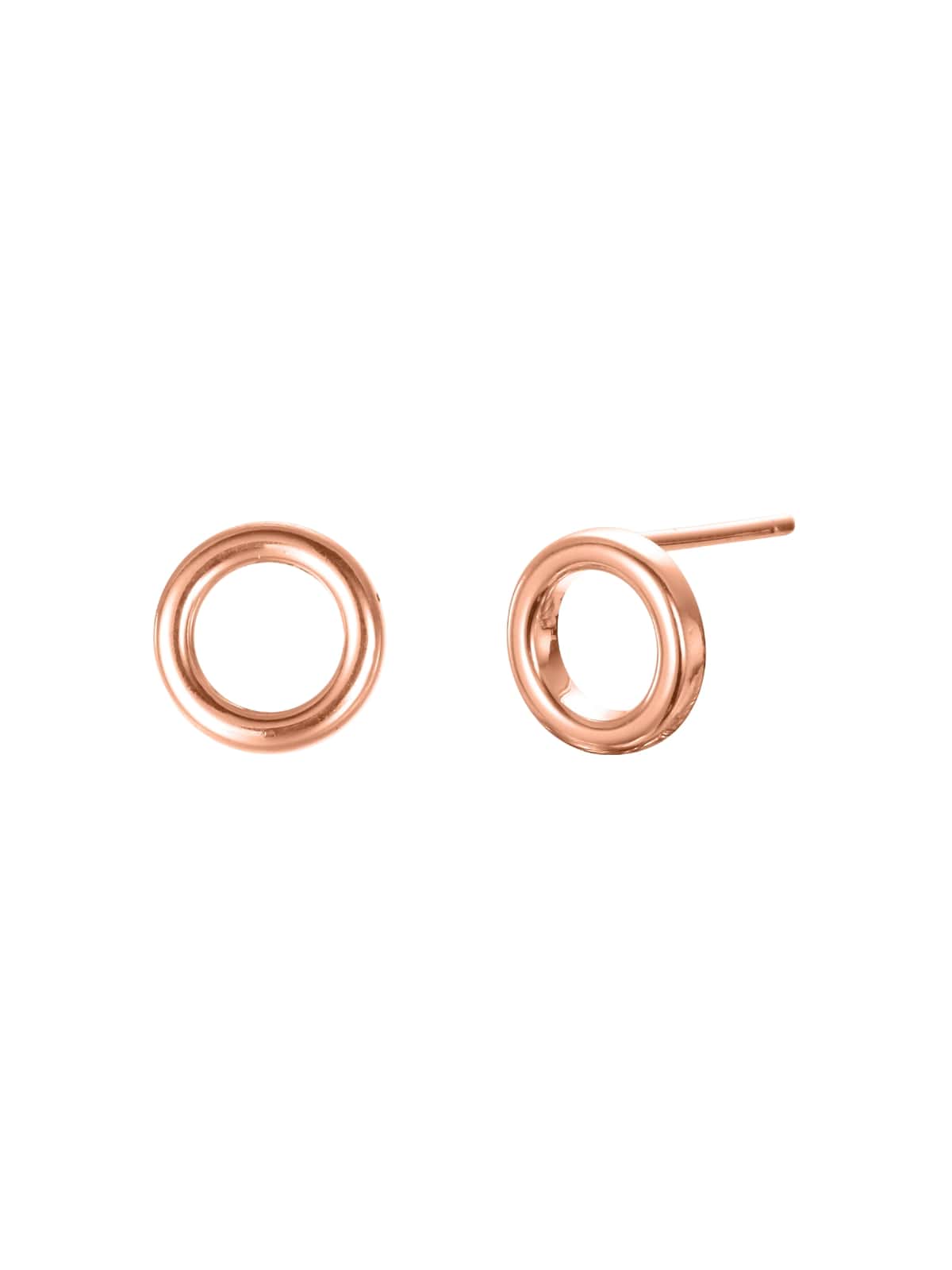 Boucles d'oreilles rondes creuses, acier inoxydable, doré, design géométrique, légères, hypoallergéniques, modèle Earine - Boucles d'oreilles - Or rosé 8 mm