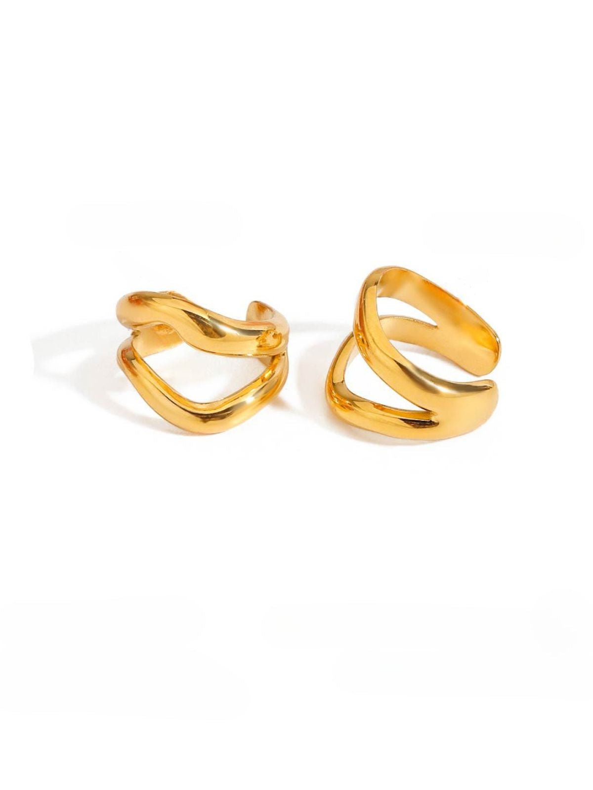 Boucles d'oreilles sans perçage, design croisé, acier inoxydable, or 18K, style minimaliste, modèle Alicia - Boucles d'oreilles - Or