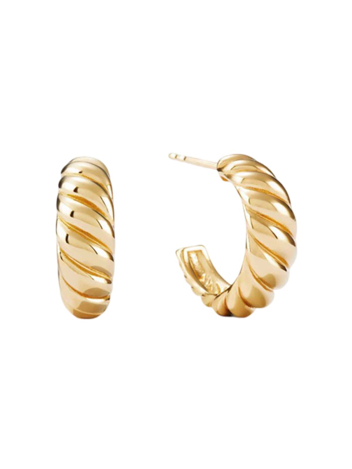 Boucles d'oreilles torsadées corne, acier inoxydable doré, forme géométrique, bijoux femme, modèle Rachilde - Boucles d'oreilles - Or 17 mm