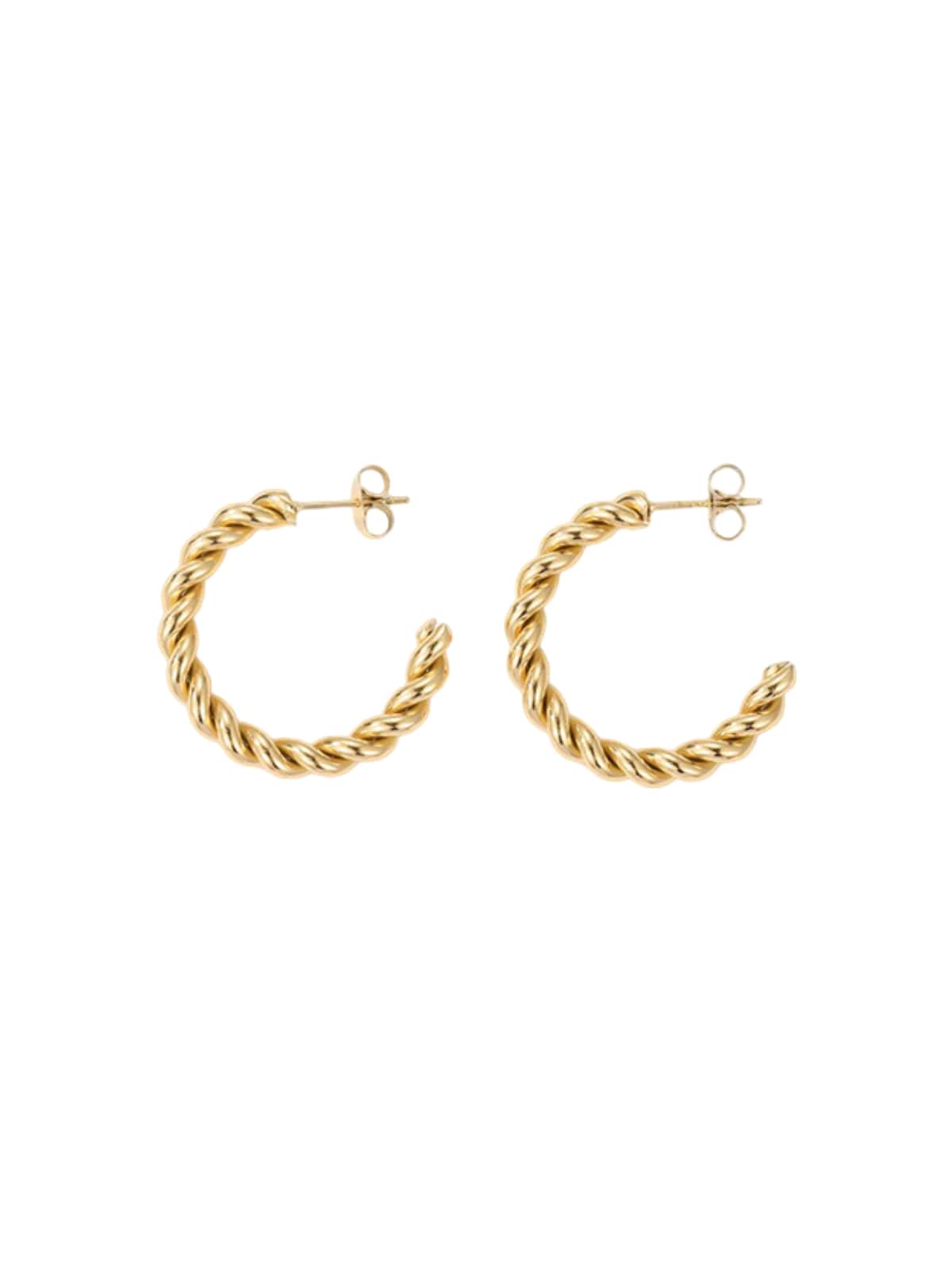 Boucles d’oreilles torsadées, créoles acier inoxydable, plaqué or 18K, style croissant, pour femme, modèle Editte - Boucles d'oreilles - Or 20 mm